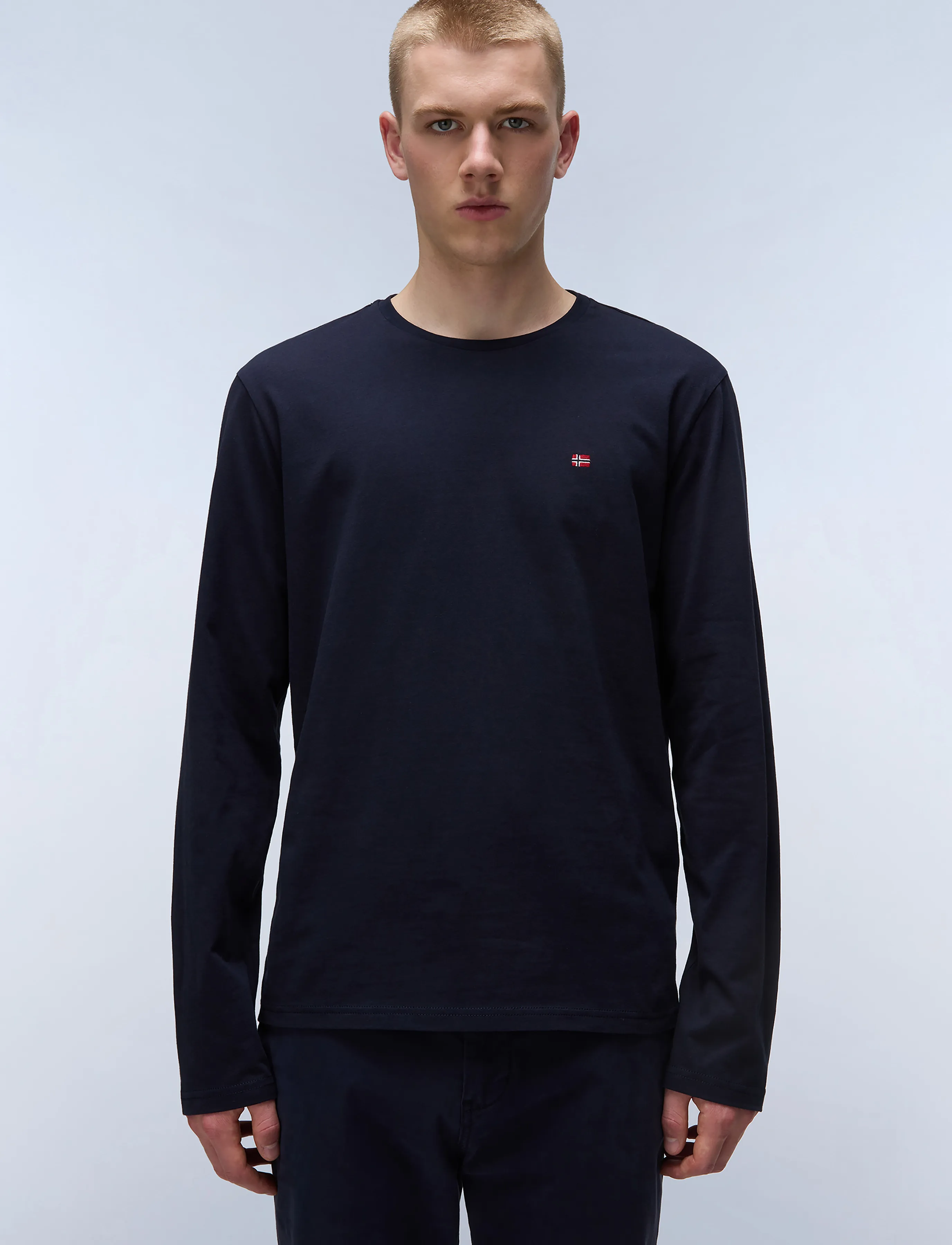 Napapijri Salis Ls 1, S, T-shirts, Marineblau - Long-sleeved, Männerswear