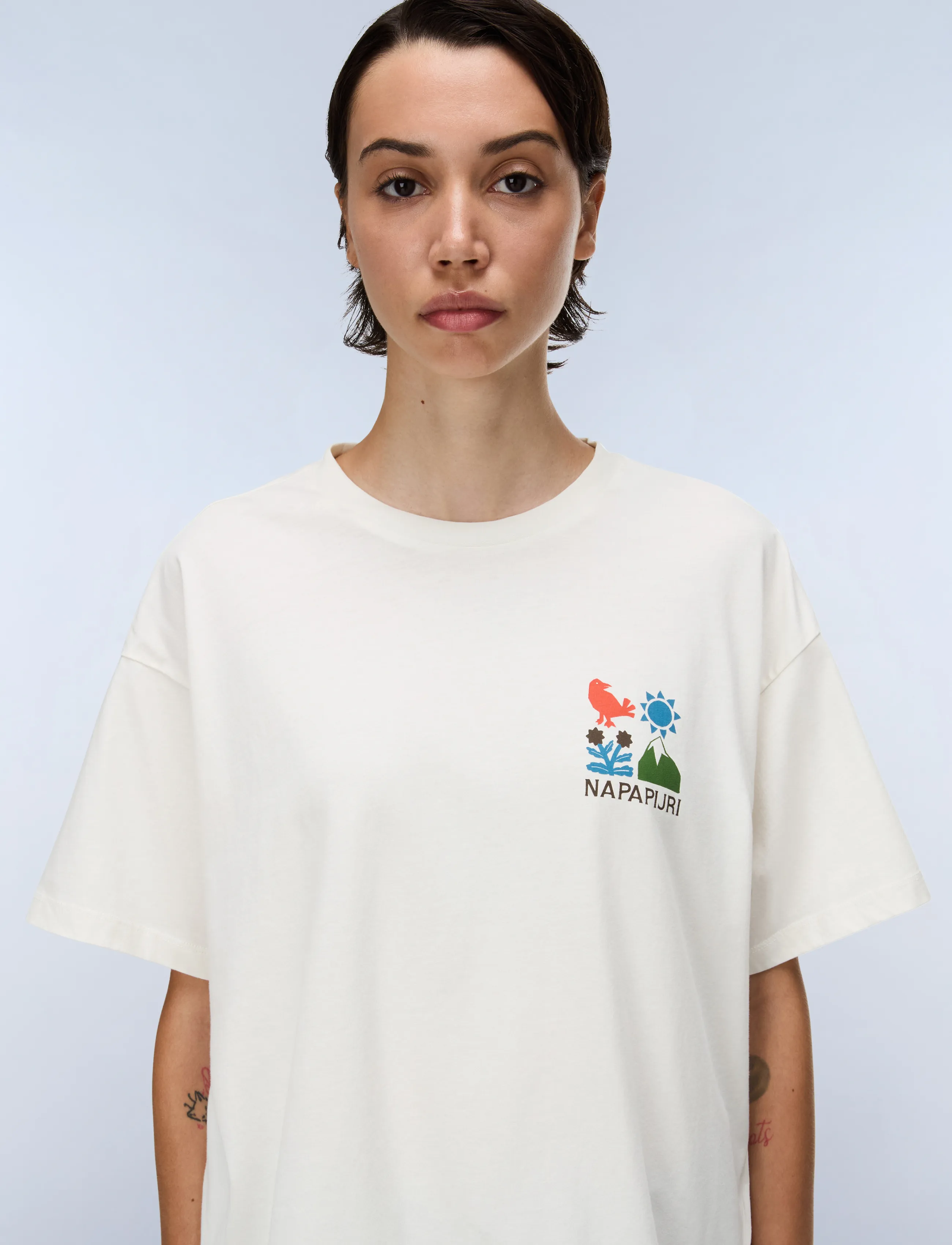 Napapijri S-HYTTE - T-shirts - FANCY FRU / cream