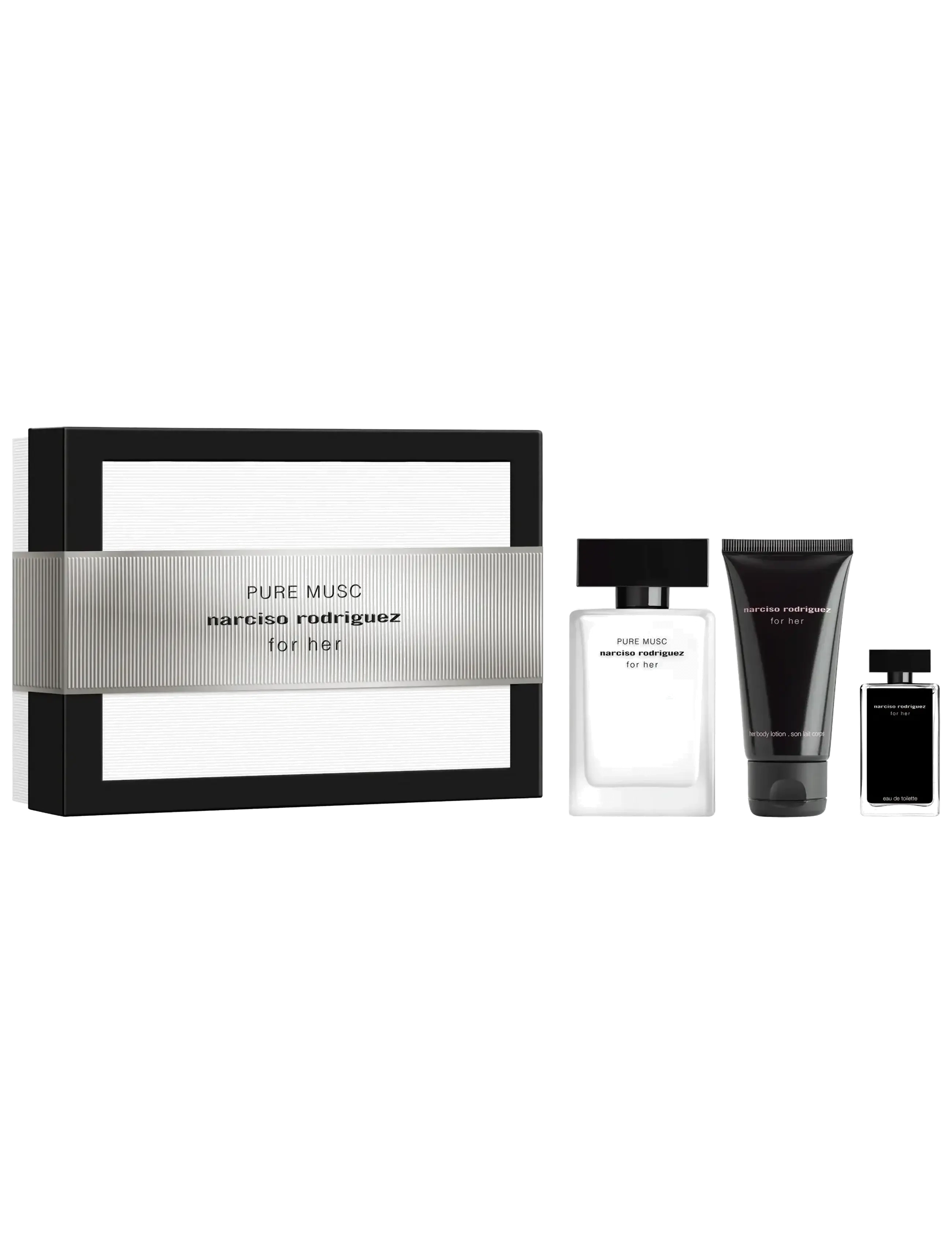 Narciso Rodriguez Gift Set For Her Pure Musc Edp + Body Lotion + For Her Edt, Parfumee, Nude, Str: 107.5 ML