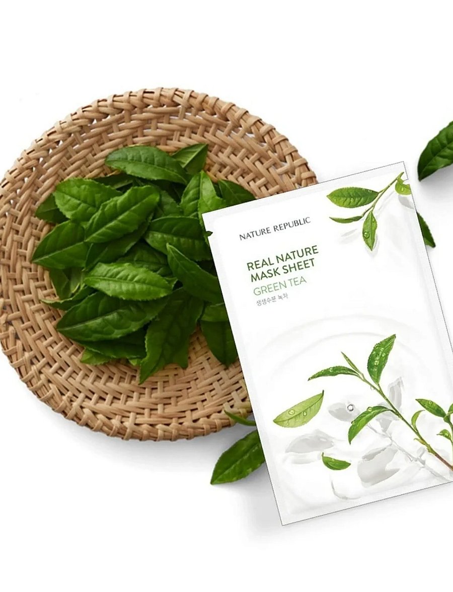 Nature Republic - Real Nature Mask Sheet Green Tea - sheet masks - clear - 3