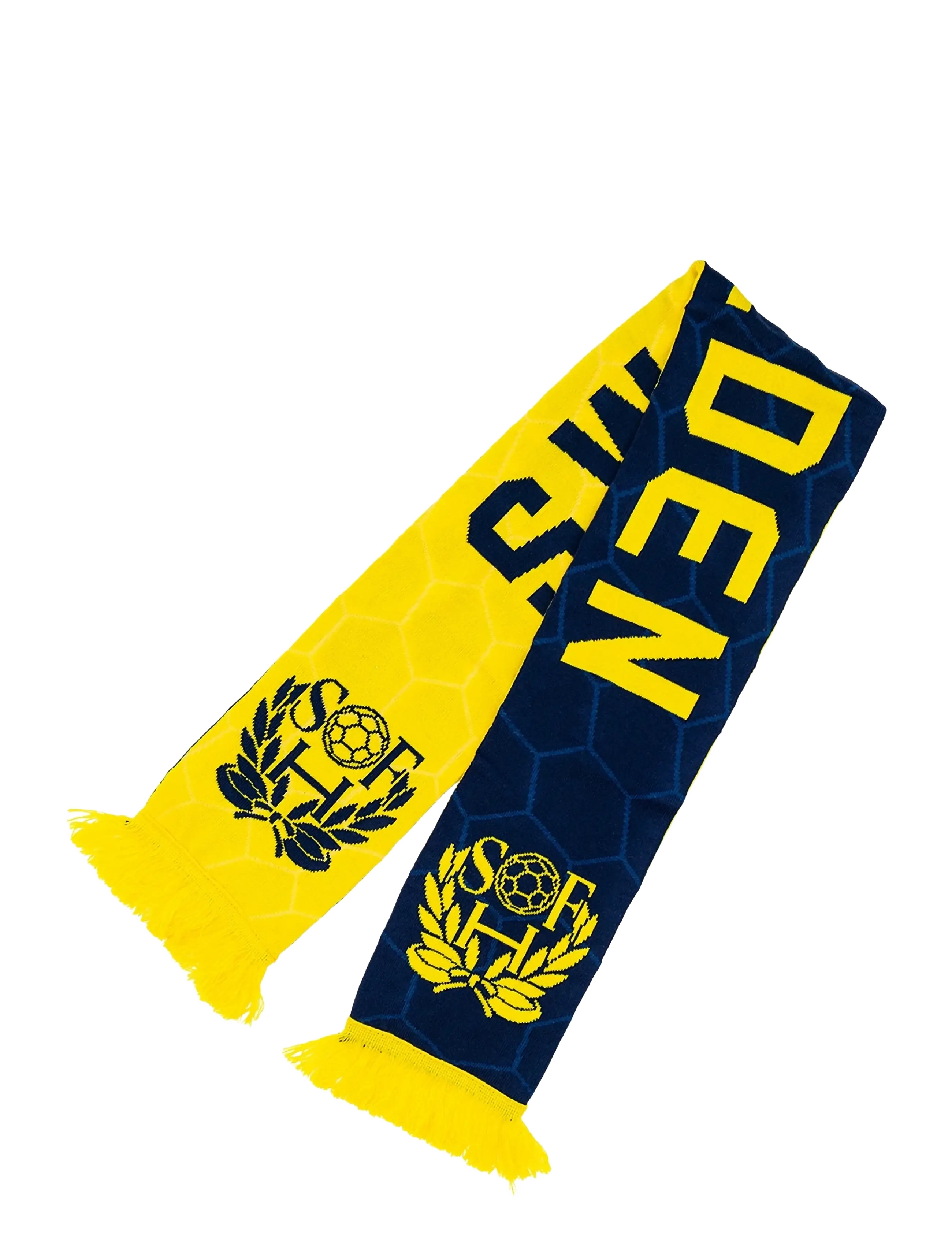 NeH Knitted Scarf Jacquard Yellow/Blue - Accessoires - YELLOW/BLUE / multi