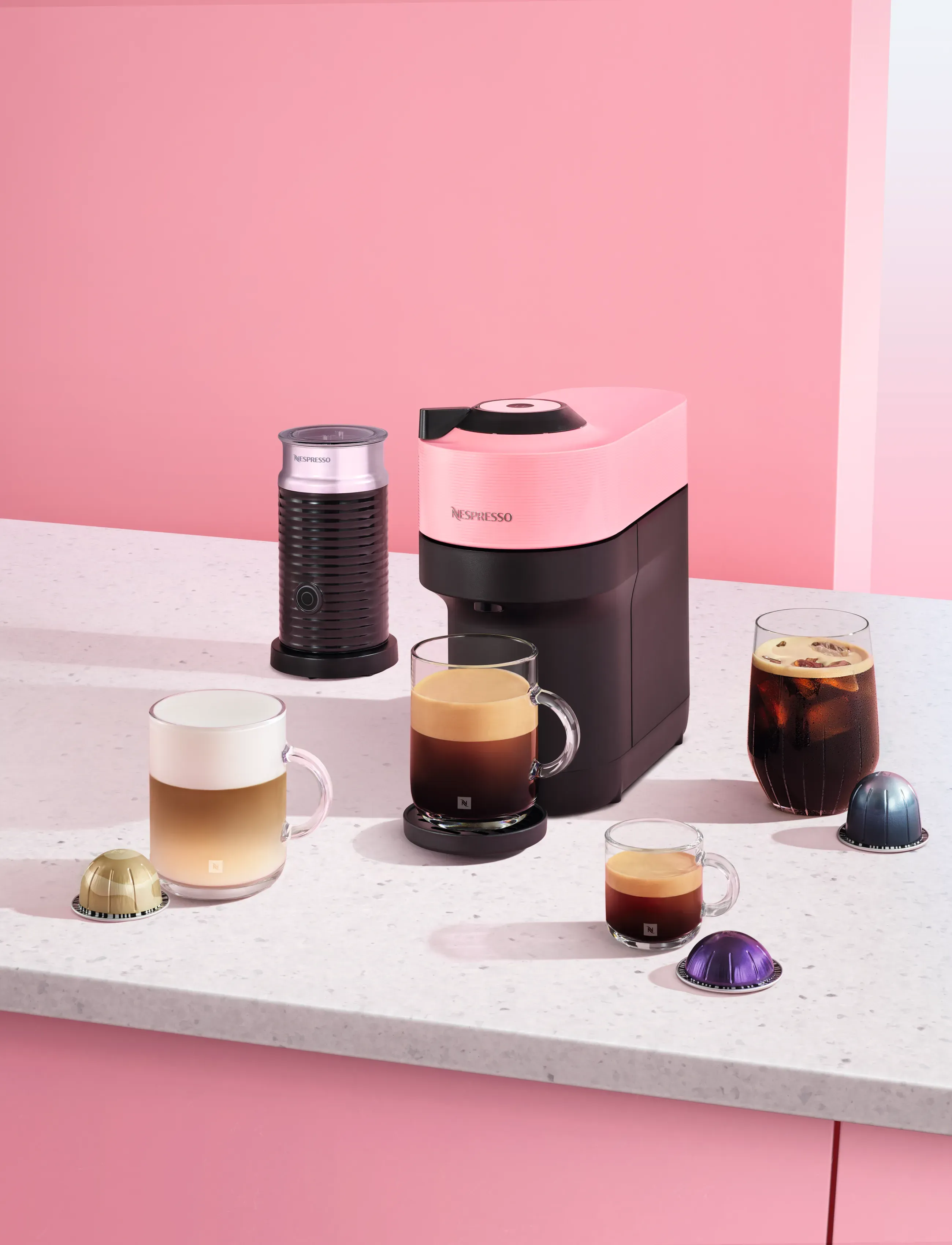 Nespresso - De'Longhi Vertuo Pop ENV90.P - kaffemaskine - pink - 0