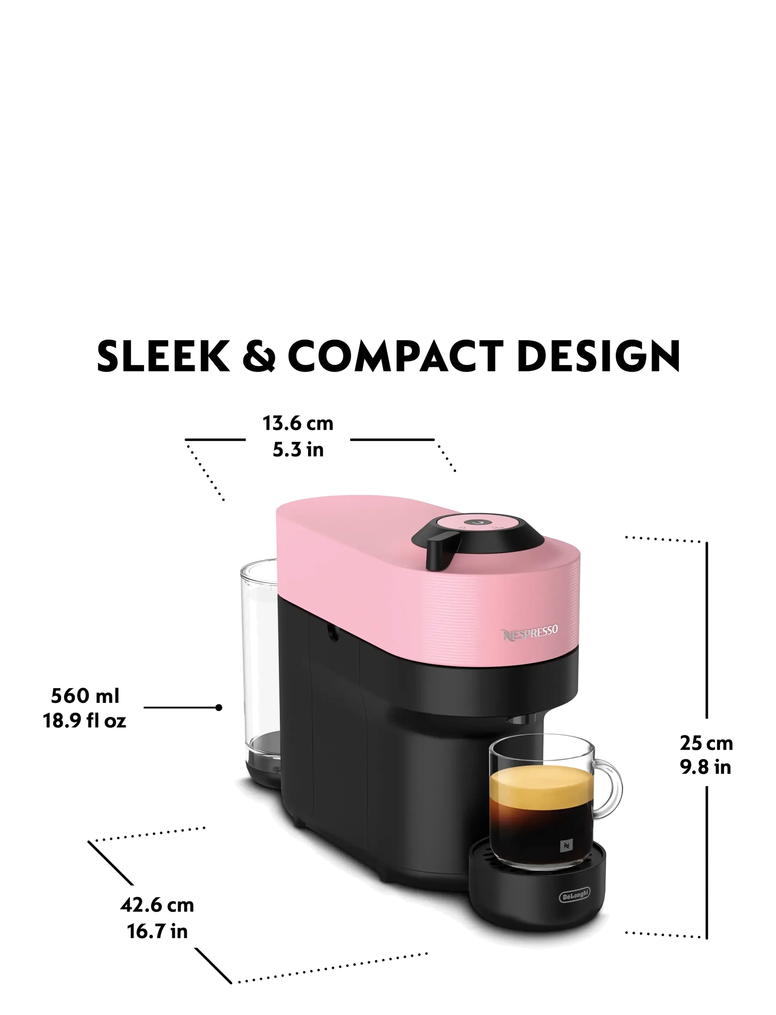Nespresso - De'Longhi Vertuo Pop ENV90.P - kaffemaskine - pink - 5