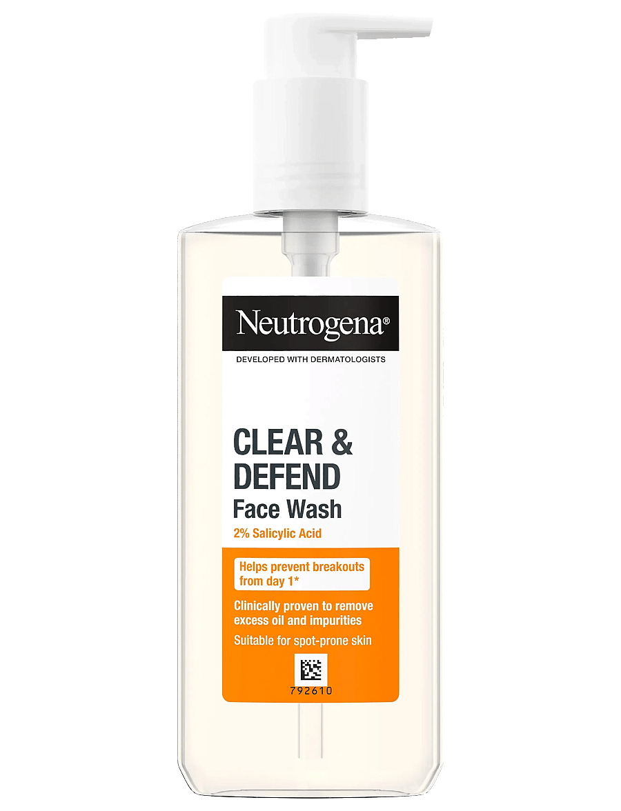 Neutrogena - Neutrogena Clear & Defend 2 % Salicylic Acid Face Wash 200 ml - rengöringsgel - clear - 0
