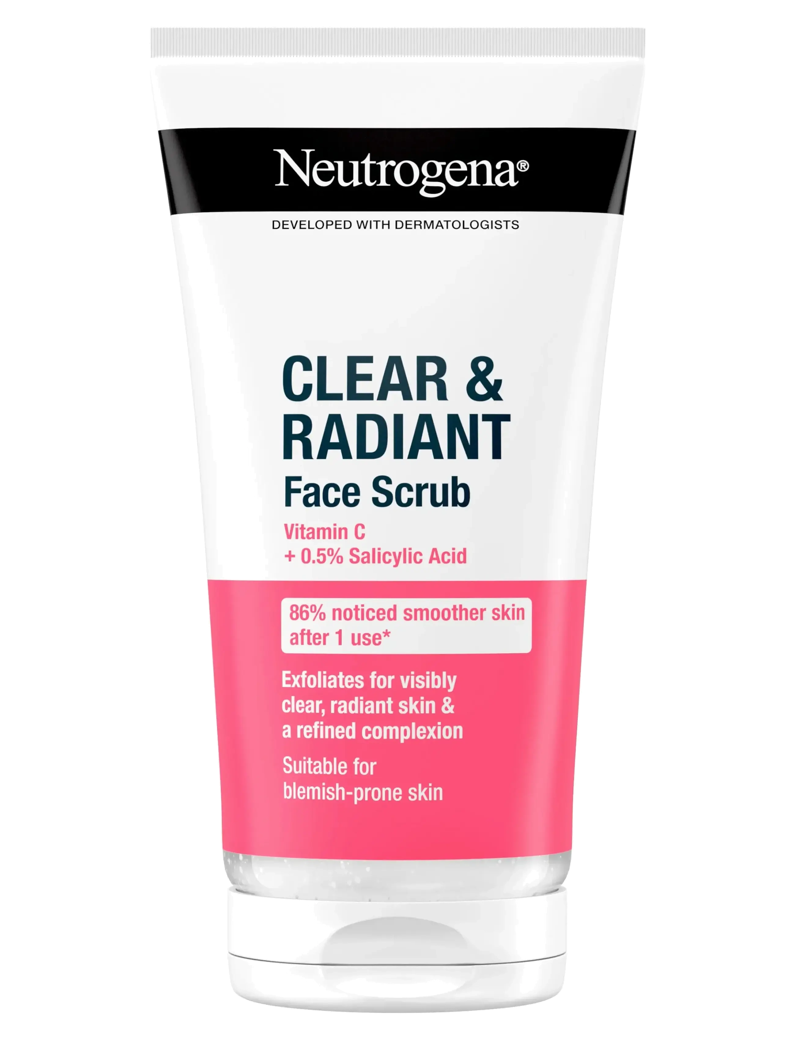 Neutrogena Neutrogena Clear & Radiant Face Scrub Vitamin C+ 0,5% Salicylic Acid 150 ml - Shop under 100kr - CLEAR / undefined
