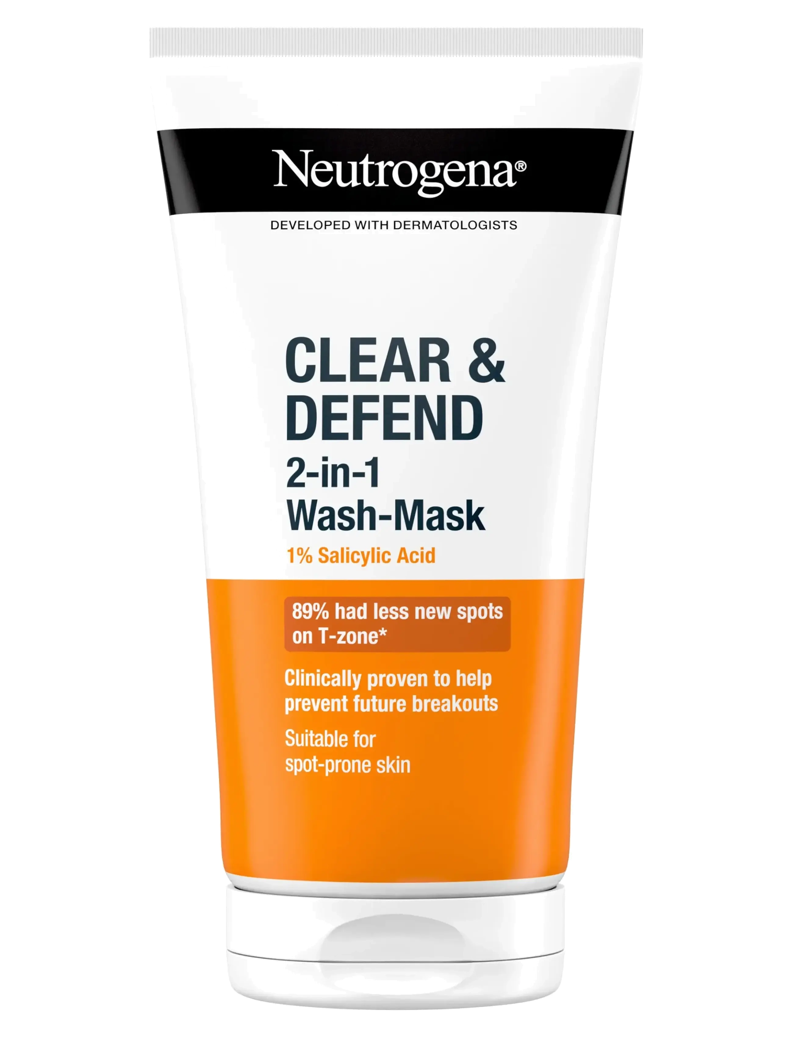 Neutrogena Neutrogena Clear & Defend  2-in-1 wash-mask 1 % Salicylic Acid 150 ml - Hudpleje - CLEAR / undefined