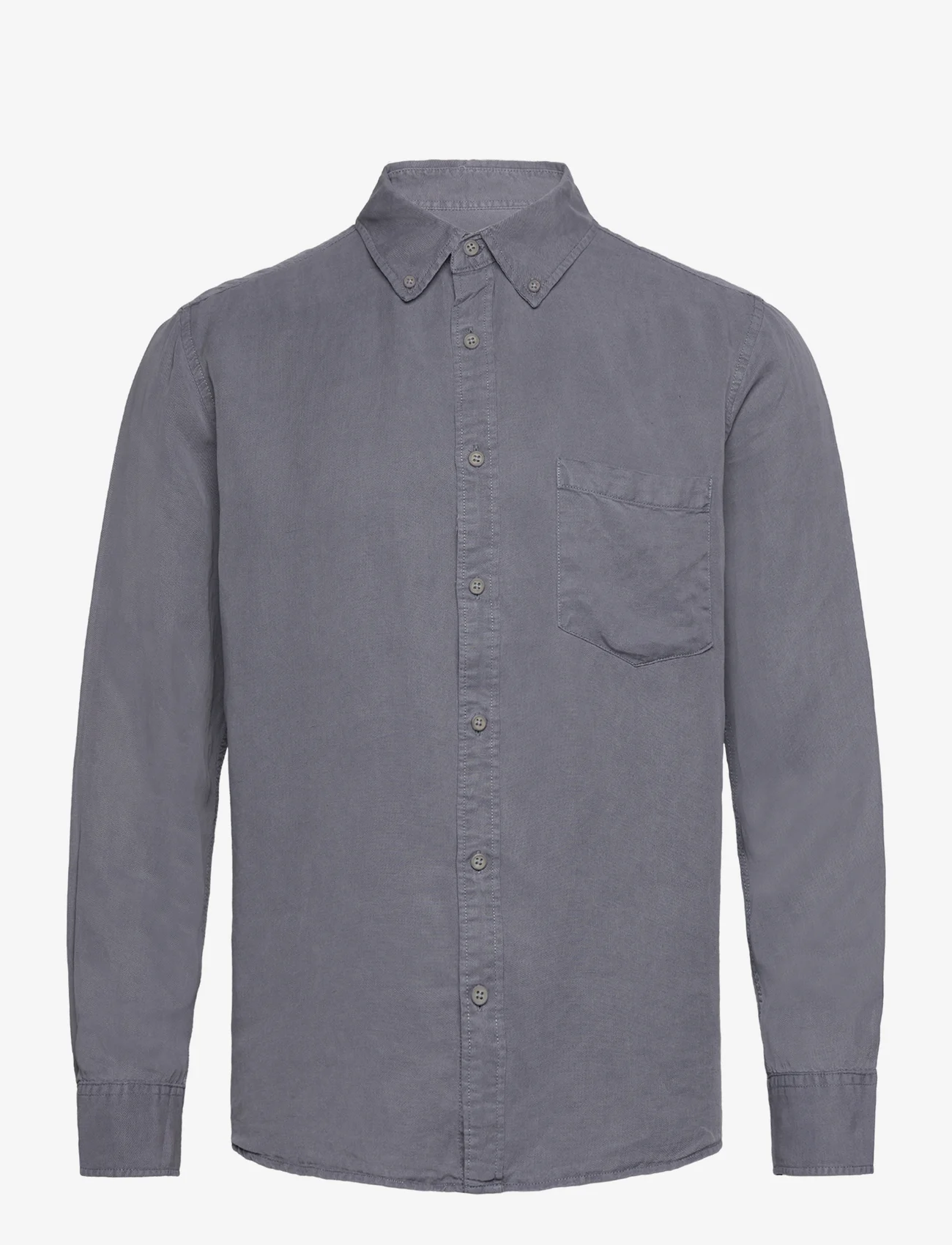 NEUW - CURTIS TENCEL LS SHIRT STEEL BLUE - laisvalaikio marškiniai - blue - 0
