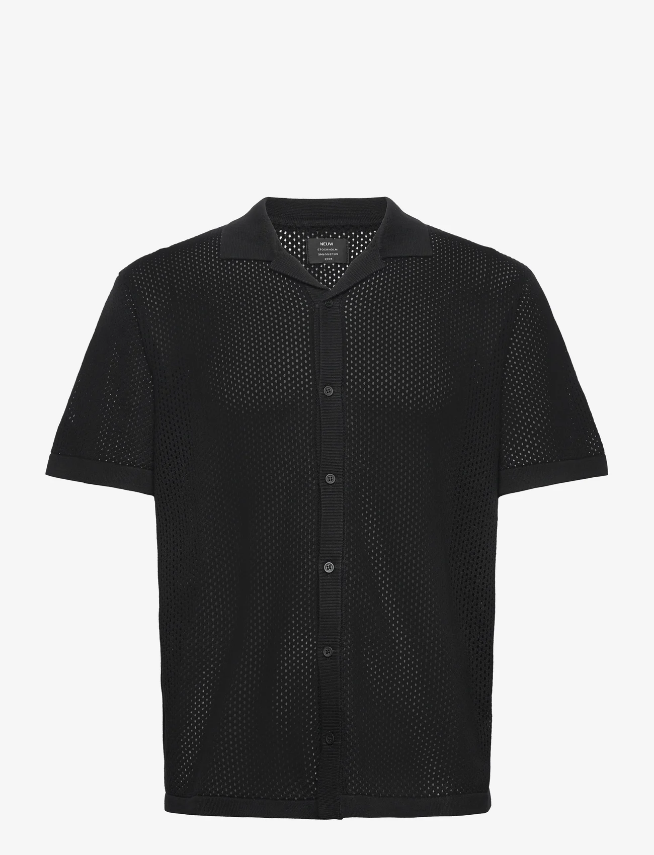 NEUW - COHEN KNIT SS SHIRT - kortärmade skjortor - black - 0