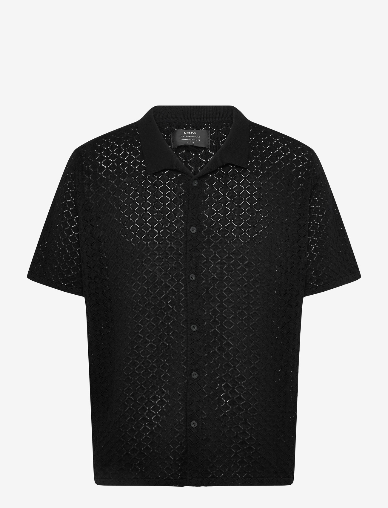 NEUW - CAVE LACE KNIT SHIRT BLACK - polostrik - black - 1