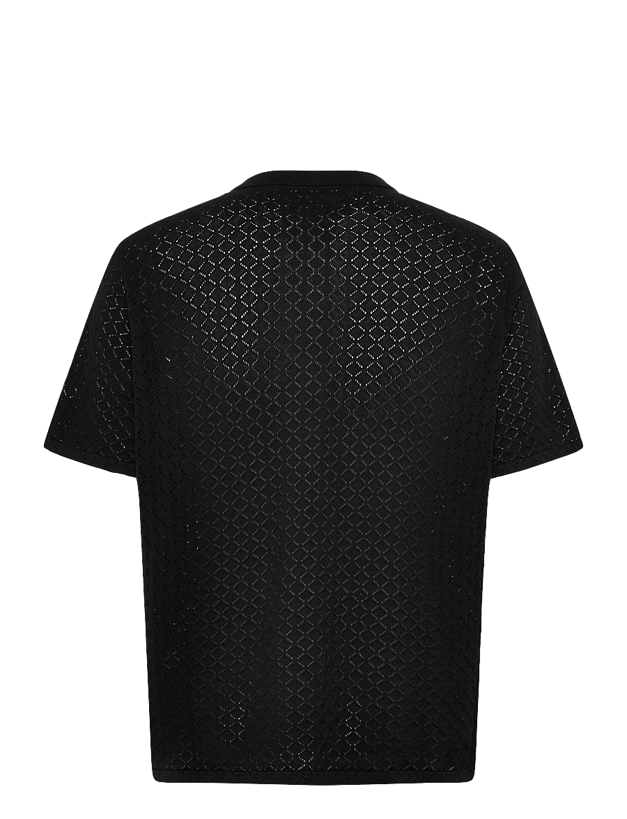 NEUW - CAVE LACE KNIT SHIRT BLACK - kootud polosärgid - black - 2