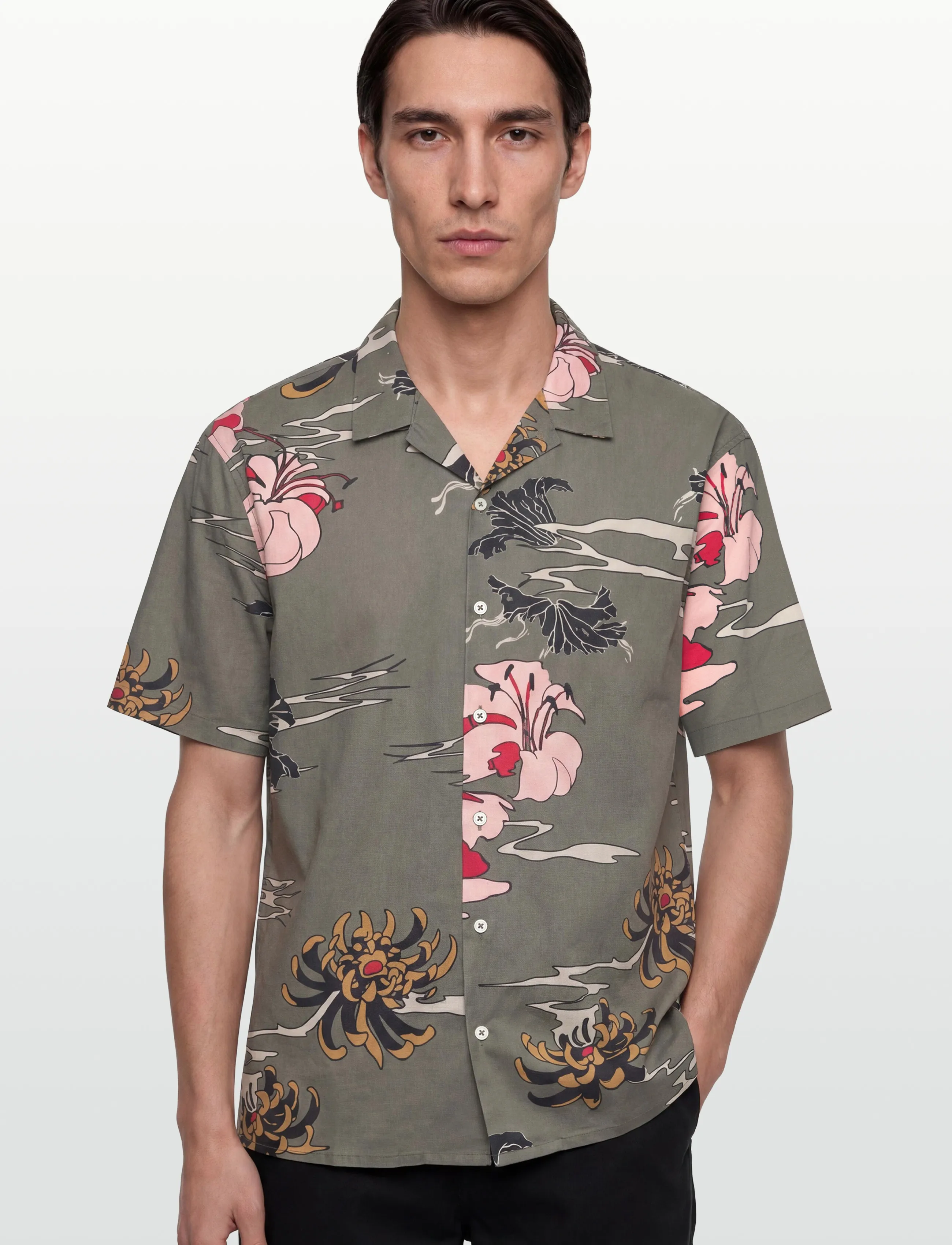 NEUW - SATIVA PRINT SS SHIRT MILITARY - pattern shirts - green - 3