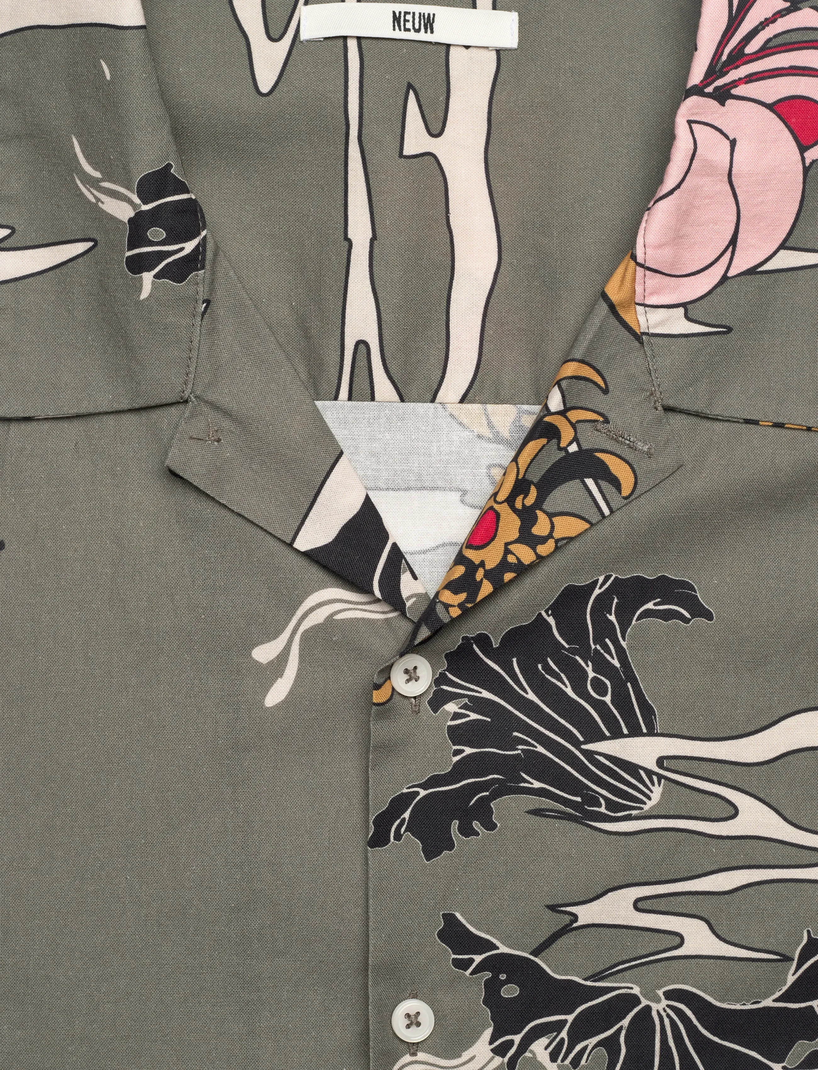 NEUW - SATIVA PRINT SS SHIRT MILITARY - pattern shirts - green - 5