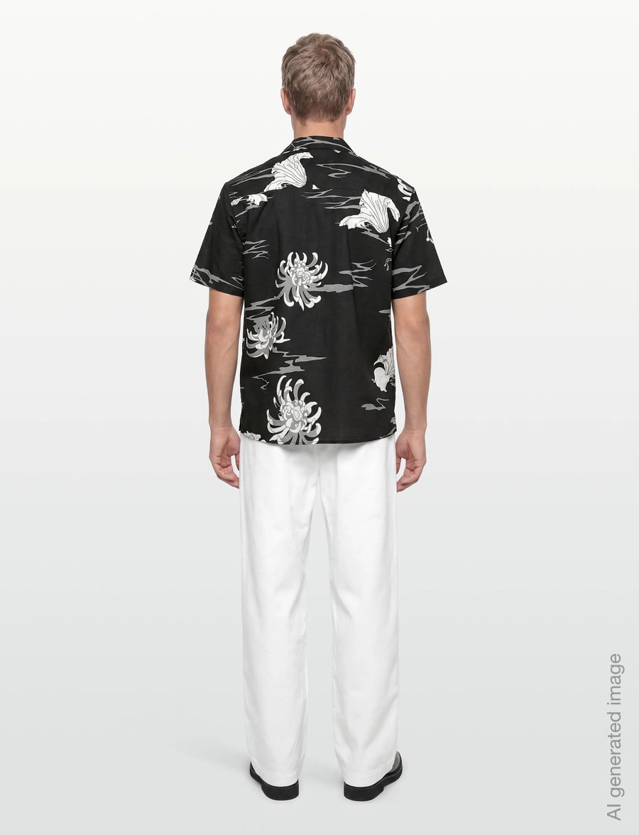 NEUW - SATIVA PRINT SS SHIRT GRAYSCALE - mustriga särgid - multi - 4