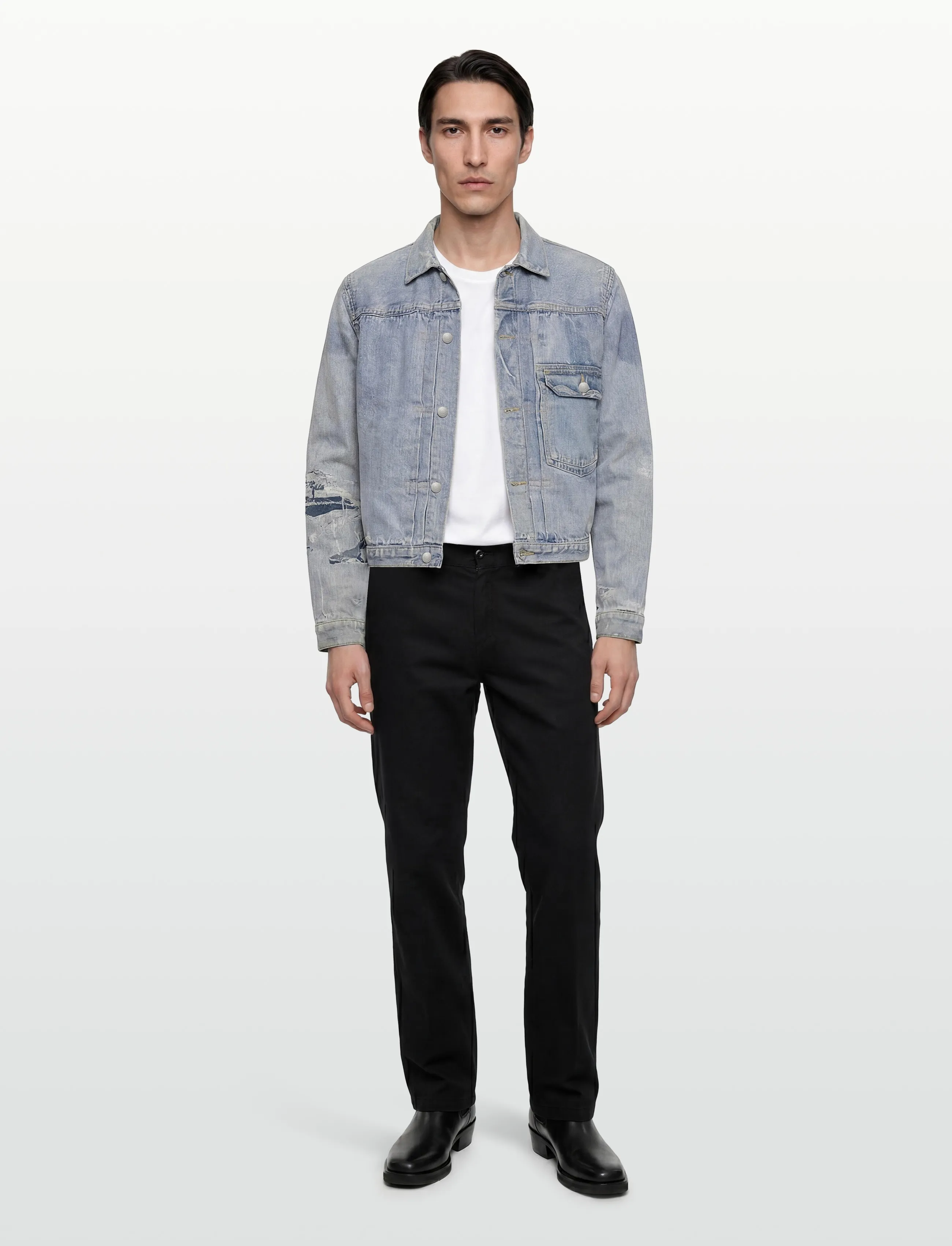 NEUW Type One Jacket Digital Indigo Light Vintage Indig, S, Blue, Denim > Unlined Denim Jackets, Herre