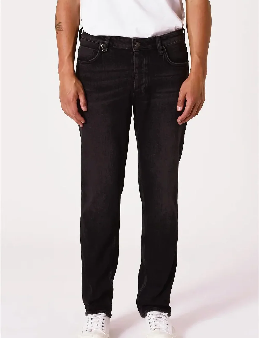 NEUW - RAY STRAIGHT BRAVO WASHED BLACK - Įprasto kirpimo džinsai - black - 0