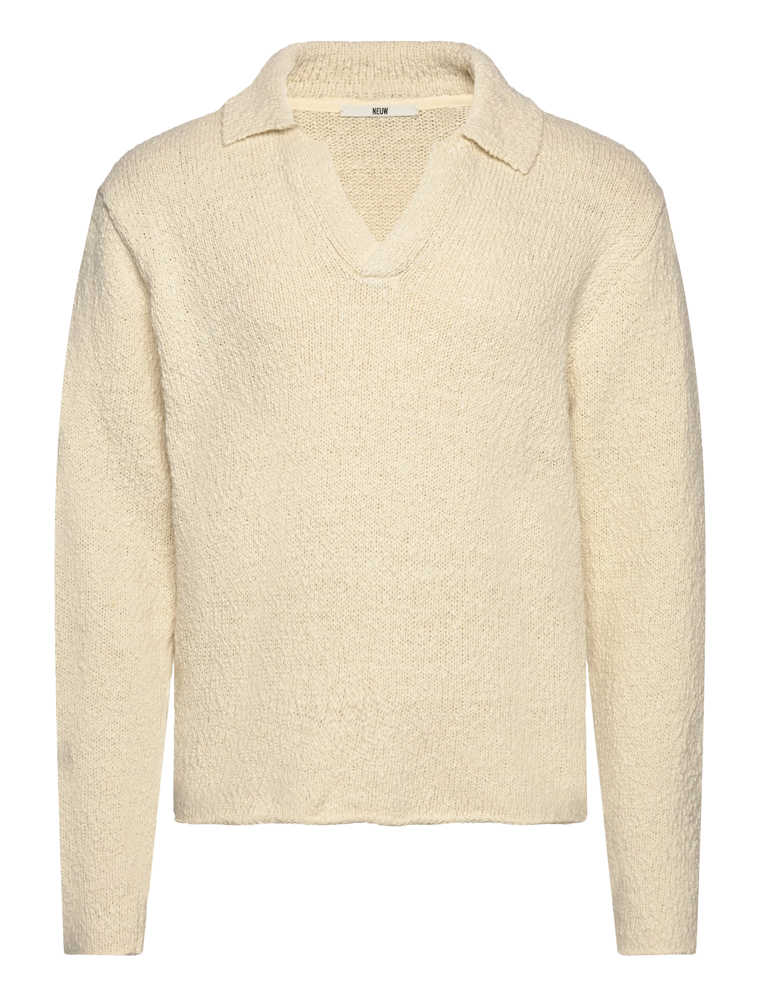 NEUW Boucle Knit Rugby Poloecru Cream - M - Herren