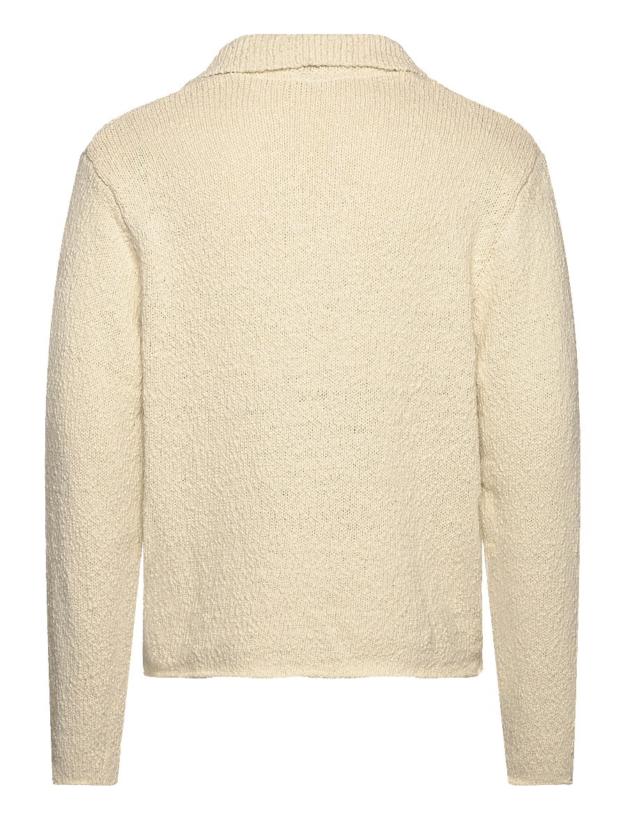 NEUW - BOUCLE KNIT RUGBY POLOECRU - langärmelige gestrickte polohemden - white - 2