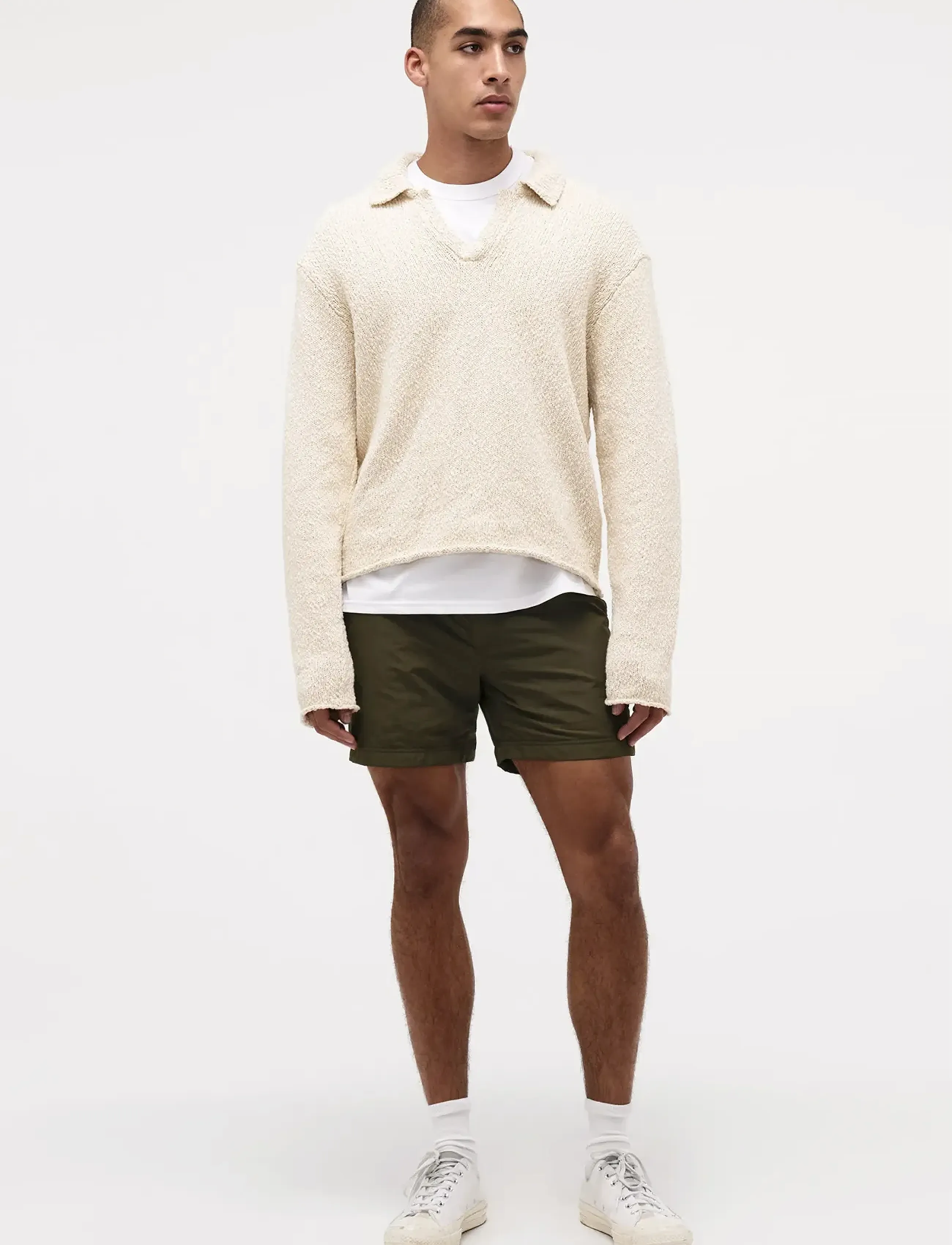 NEUW Boucle Knit Rugby Poloecru, Bouclé Strikket Rugby Polo, Cream, Str: M
