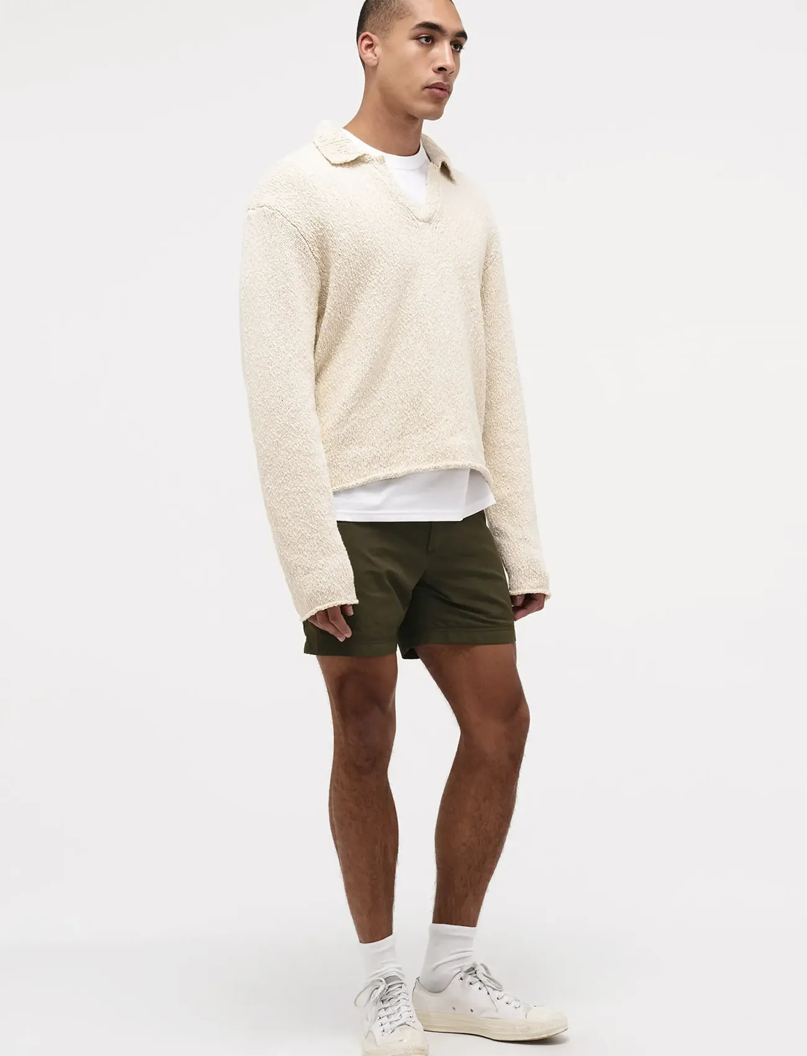 NEUW - BOUCLE KNIT RUGBY POLOECRU - langärmelige gestrickte polohemden - white - 3