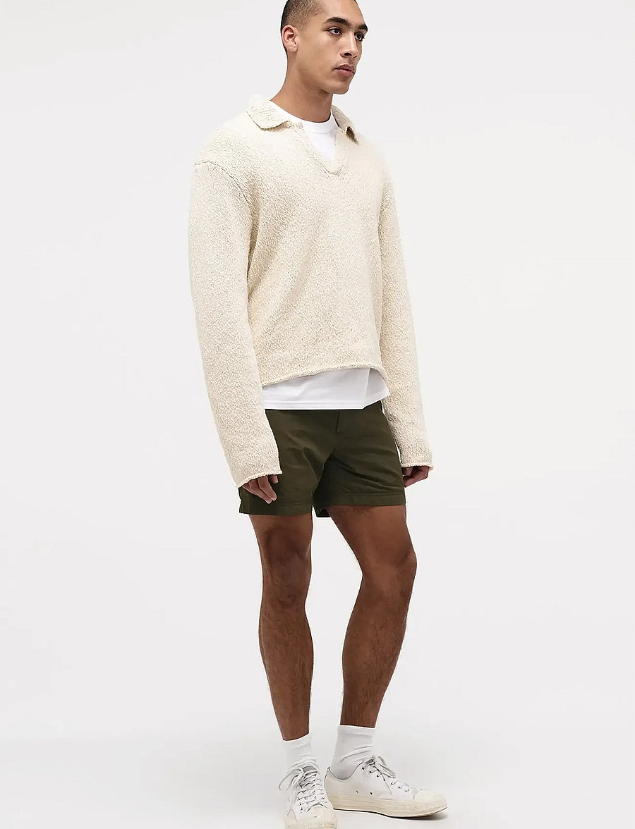 NEUW - BOUCLE KNIT RUGBY POLOECRU - langärmelige gestrickte polohemden - white - 3