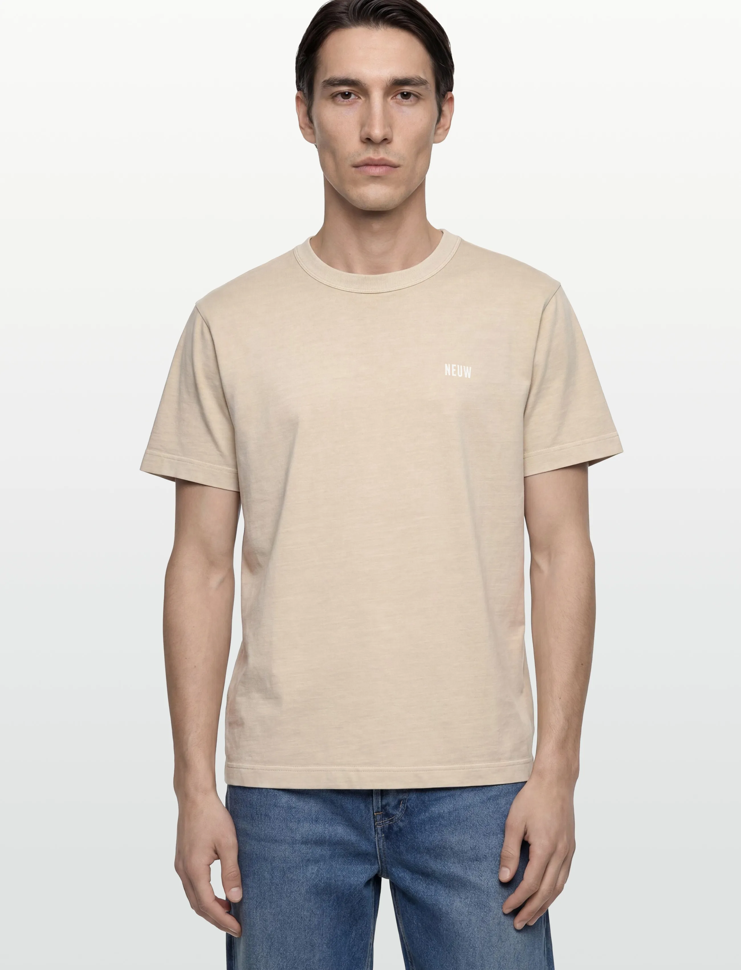 NEUW - NEUW WORDMARK TEE WASHED BLACK - kurzärmelig - beige - 3
