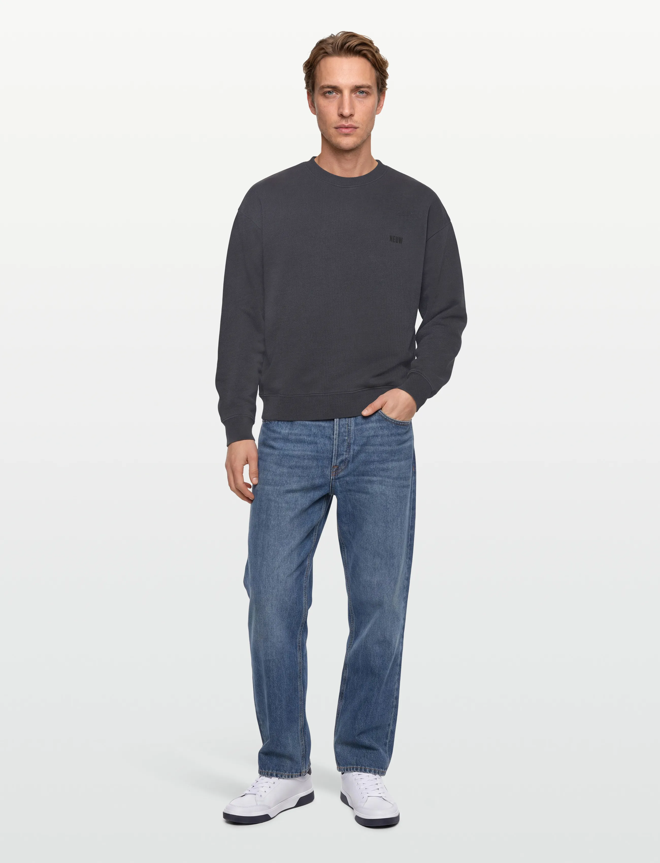 NEUW Wordmark Crew Odyssey Grey, L, Sweatshirts & Hoodies, Grau - Sweatshirts, Männerswear