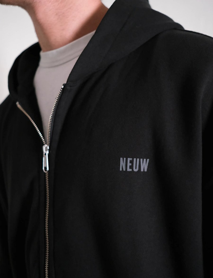 NEUW - NEUW WORDMARK HOODIE PEYOTE - hættetrøjer - black - 5