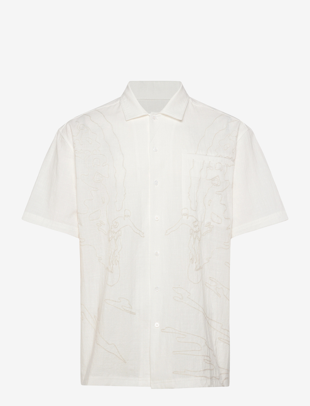 NEUW - THRACE EMBROIDERED SS SHIRTWHITE - kortärmade skjortor - white - 1