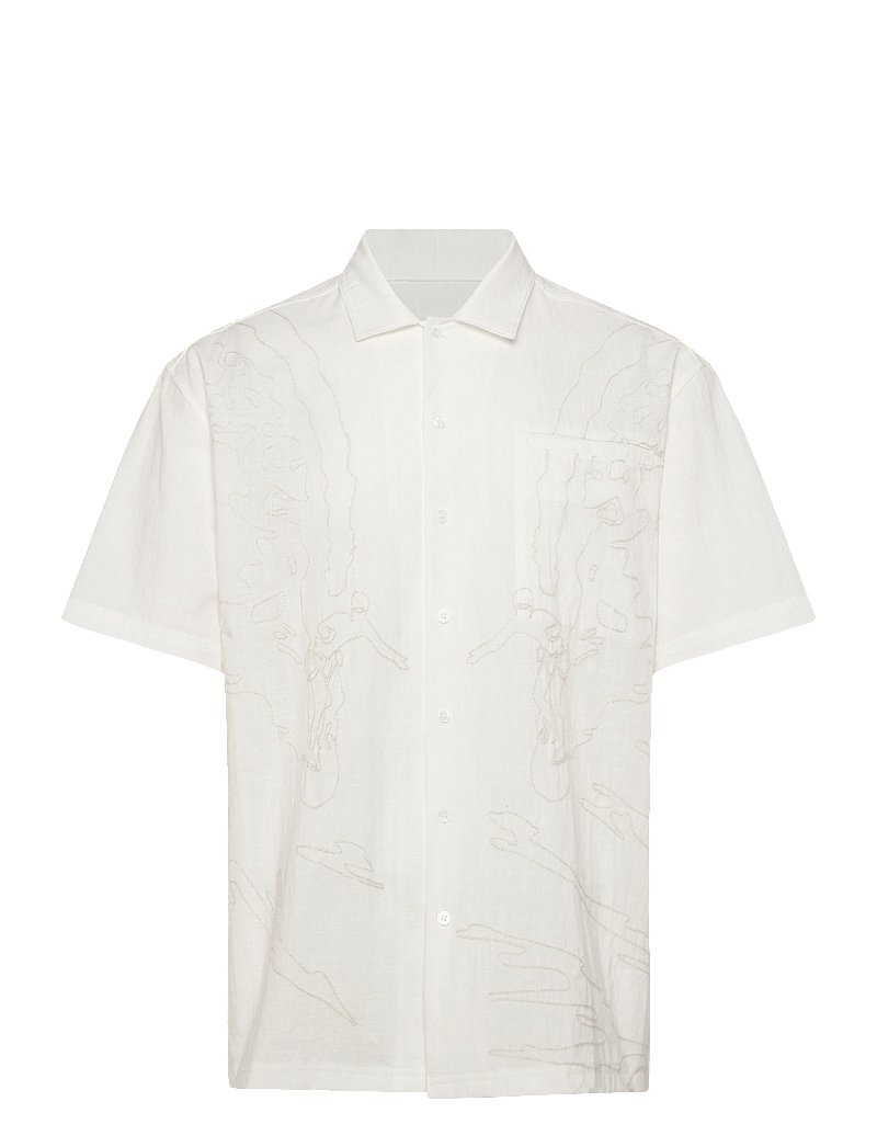 NEUW - THRACE EMBROIDERED SS SHIRTWHITE - kortärmade skjortor - white - 1