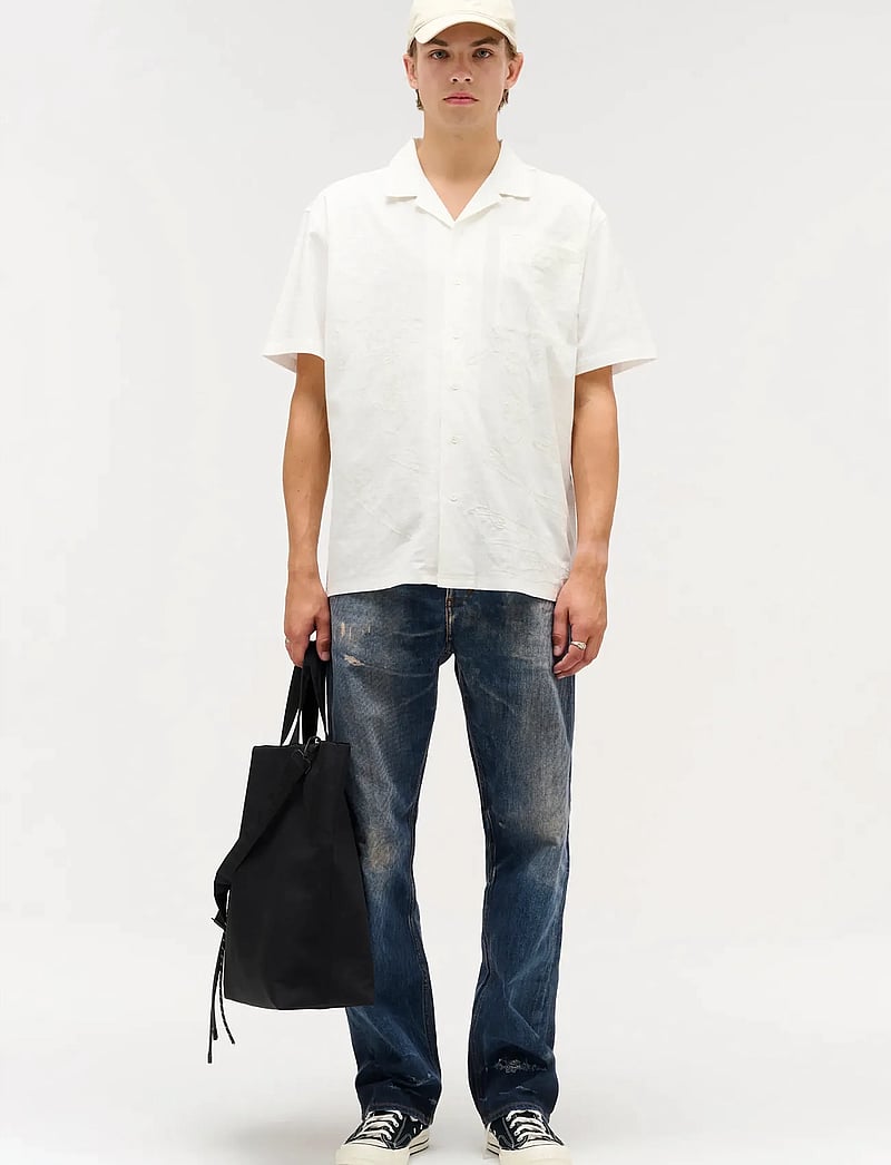 NEUW - THRACE EMBROIDERED SS SHIRTWHITE - kortärmade skjortor - white - 0