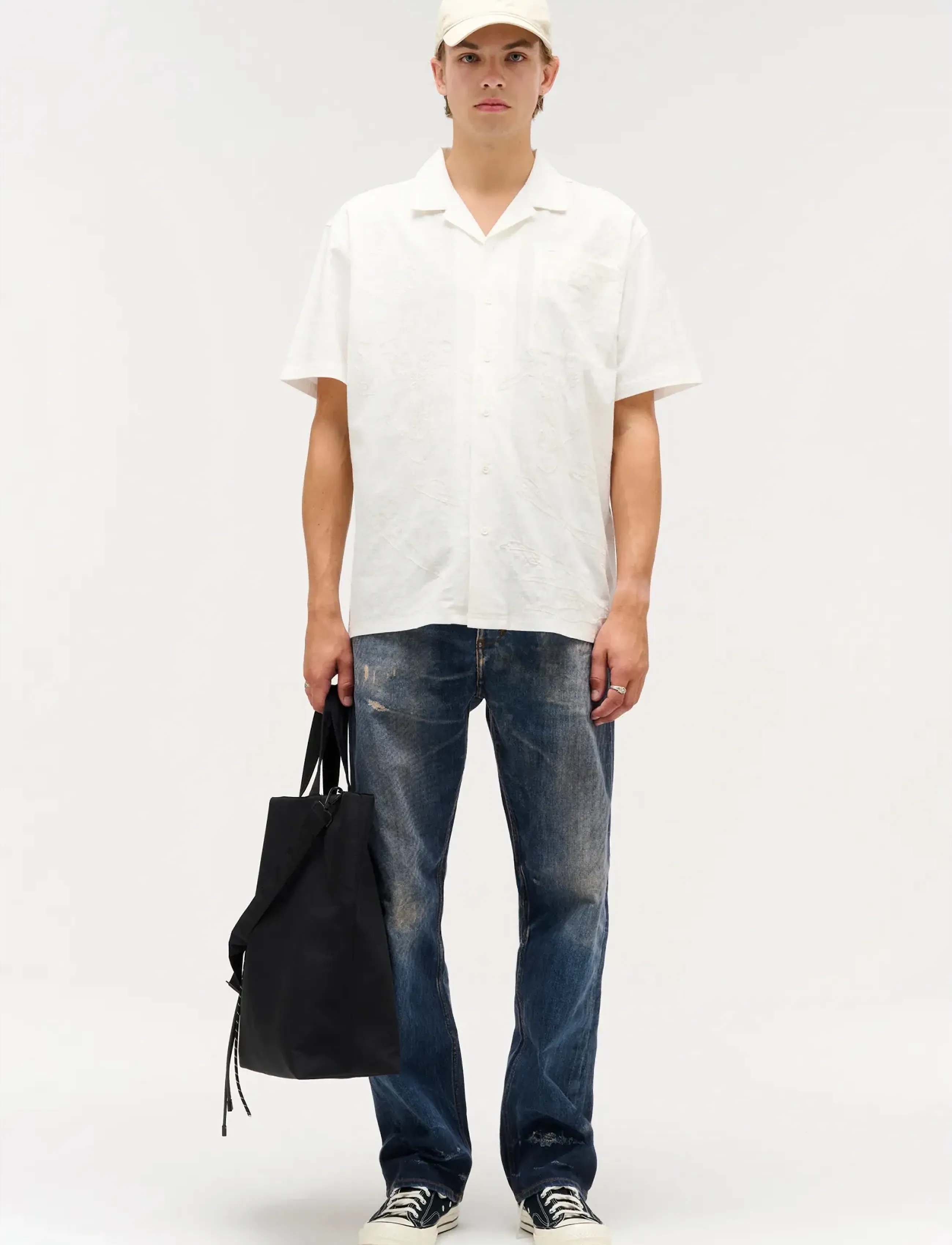 NEUW THRACE EMBROIDERED SS SHIRTWHITE - 4 for 3 - WHITE / white