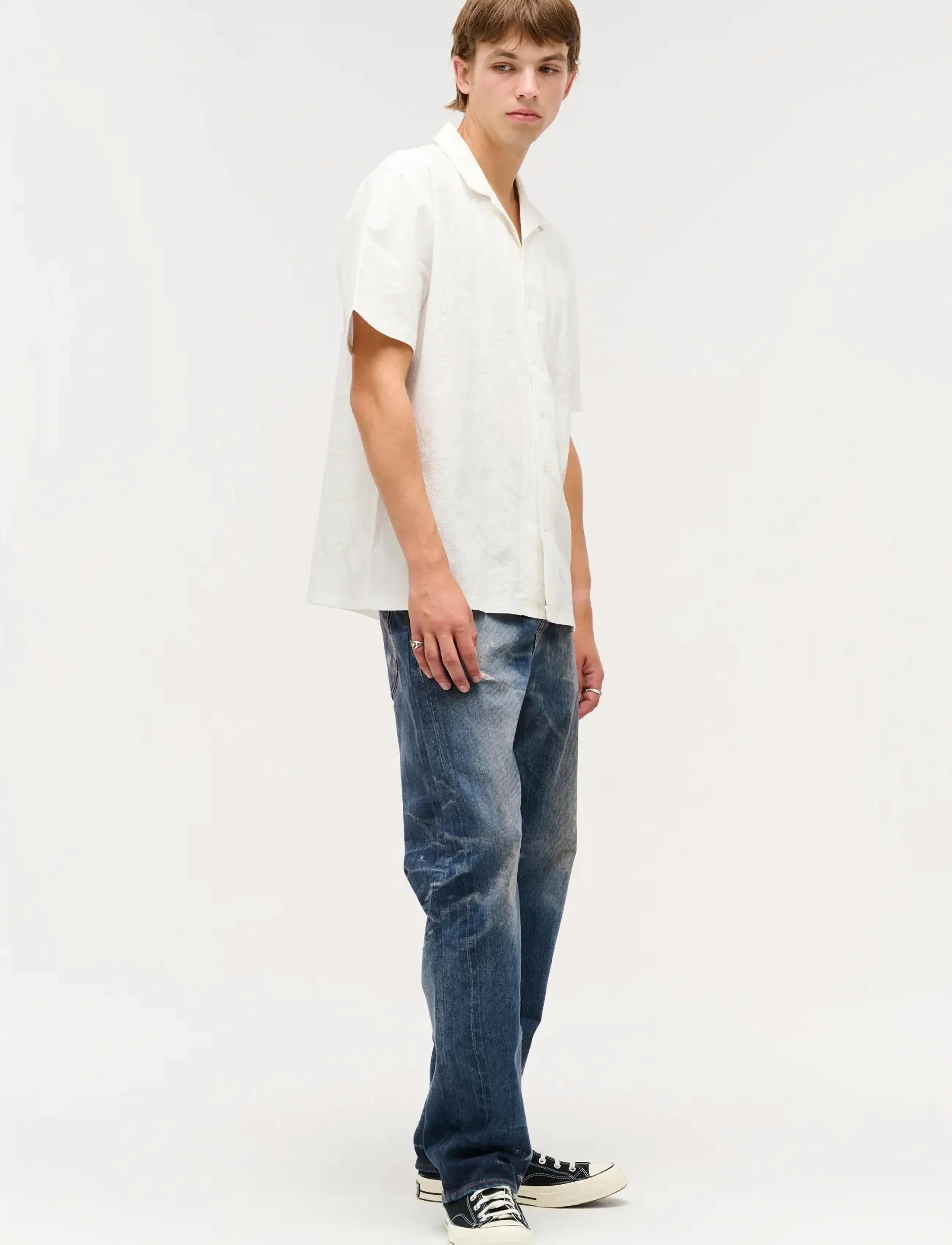 NEUW - THRACE EMBROIDERED SS SHIRTWHITE - marškiniai trumpomis rankovėmis - white - 4