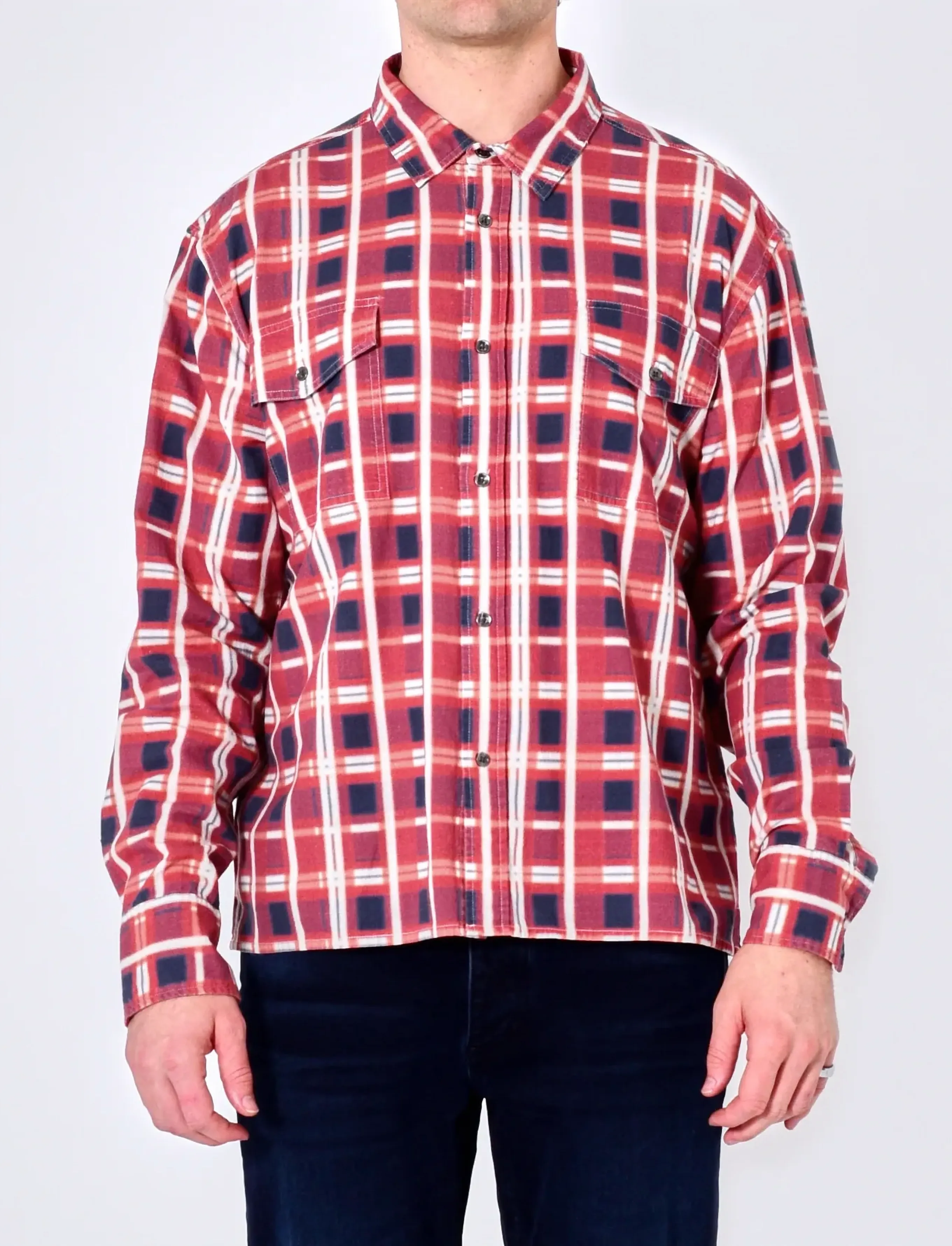 NEUW Printed Check Utility Shirtcarmine, L, Red, Shirts > Checkered Shirt, Herre
