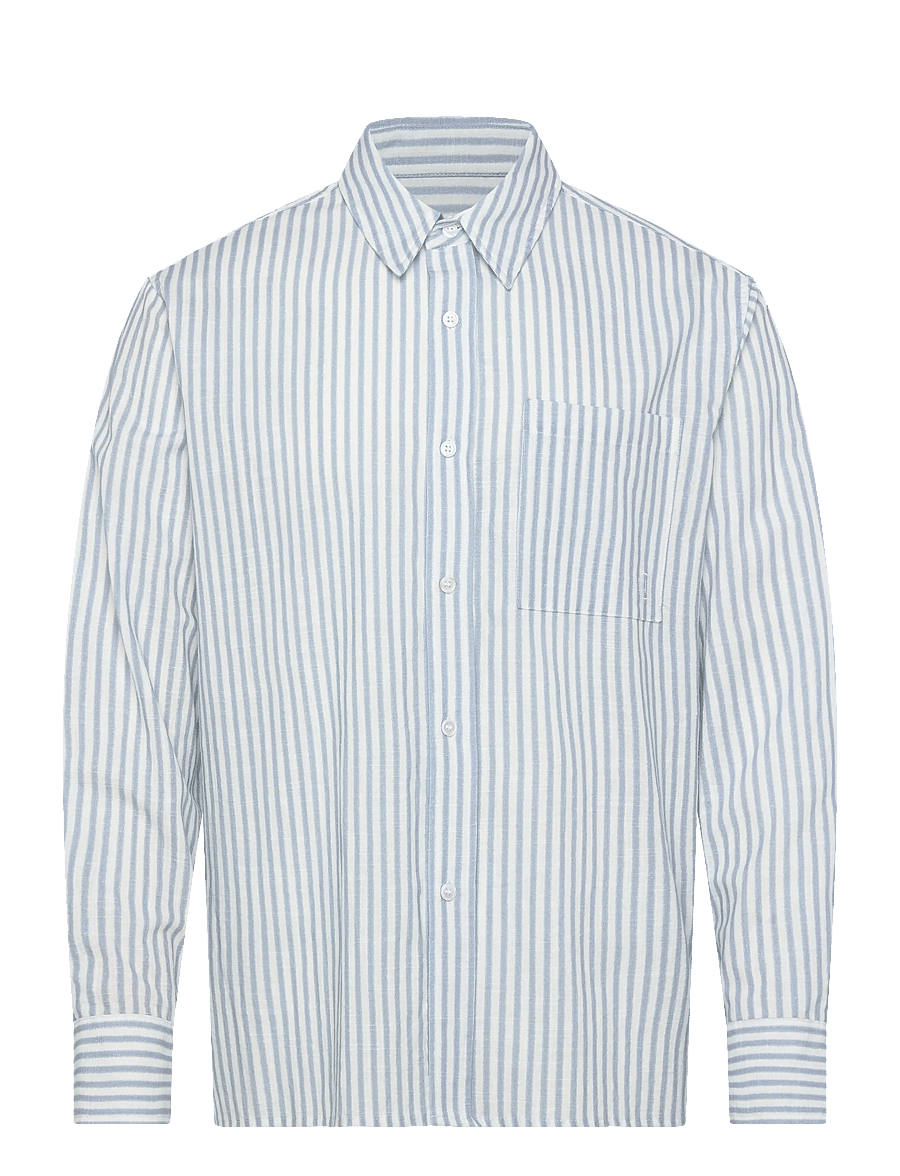 NEUW - BLURRED STRIPE LS SHIRT OXFORD BLUE - röndóttar skyrtur - blue - 1