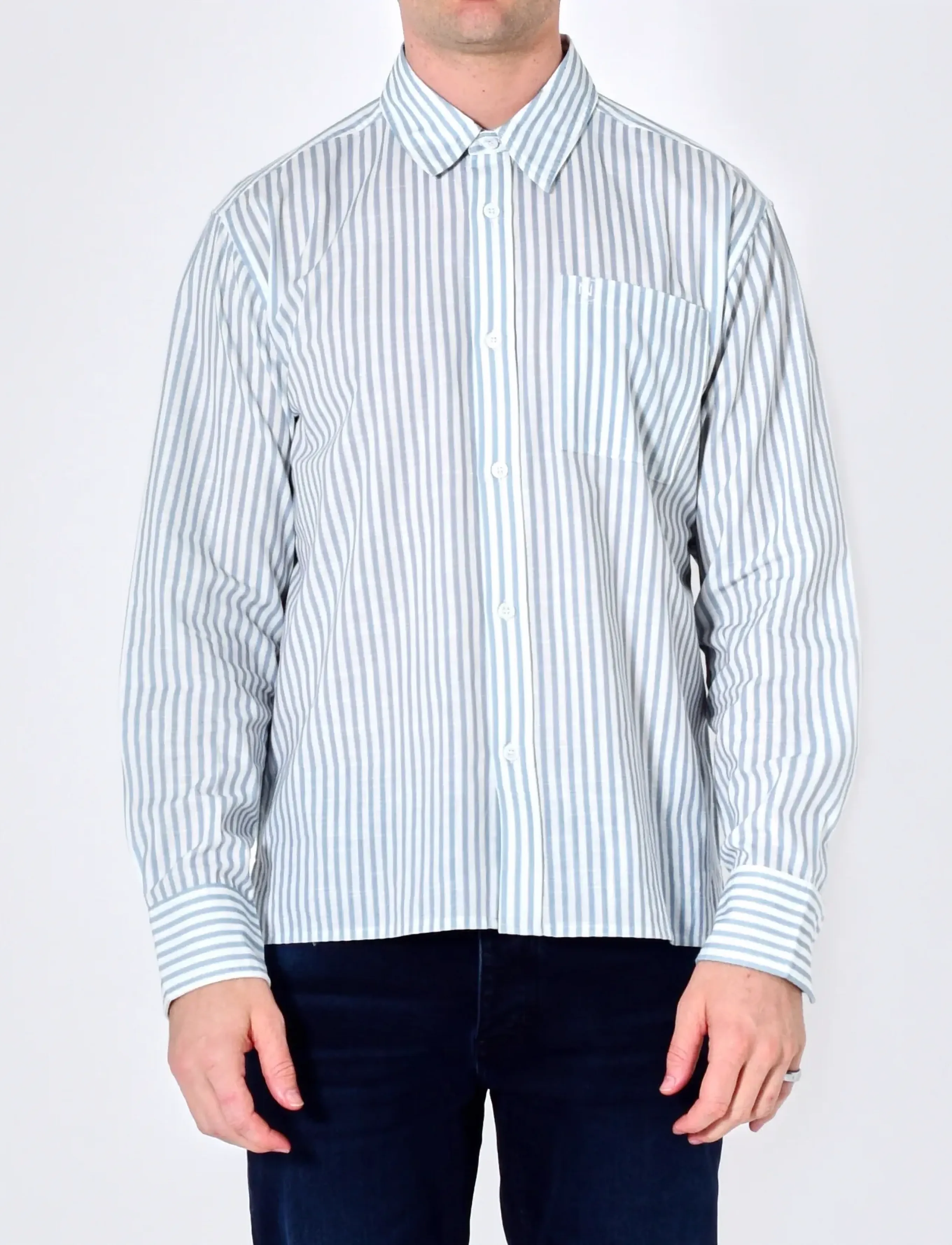 NEUW BLURRED STRIPE LS SHIRT OXFORD BLUE - Neuheiten - BLUE / blue