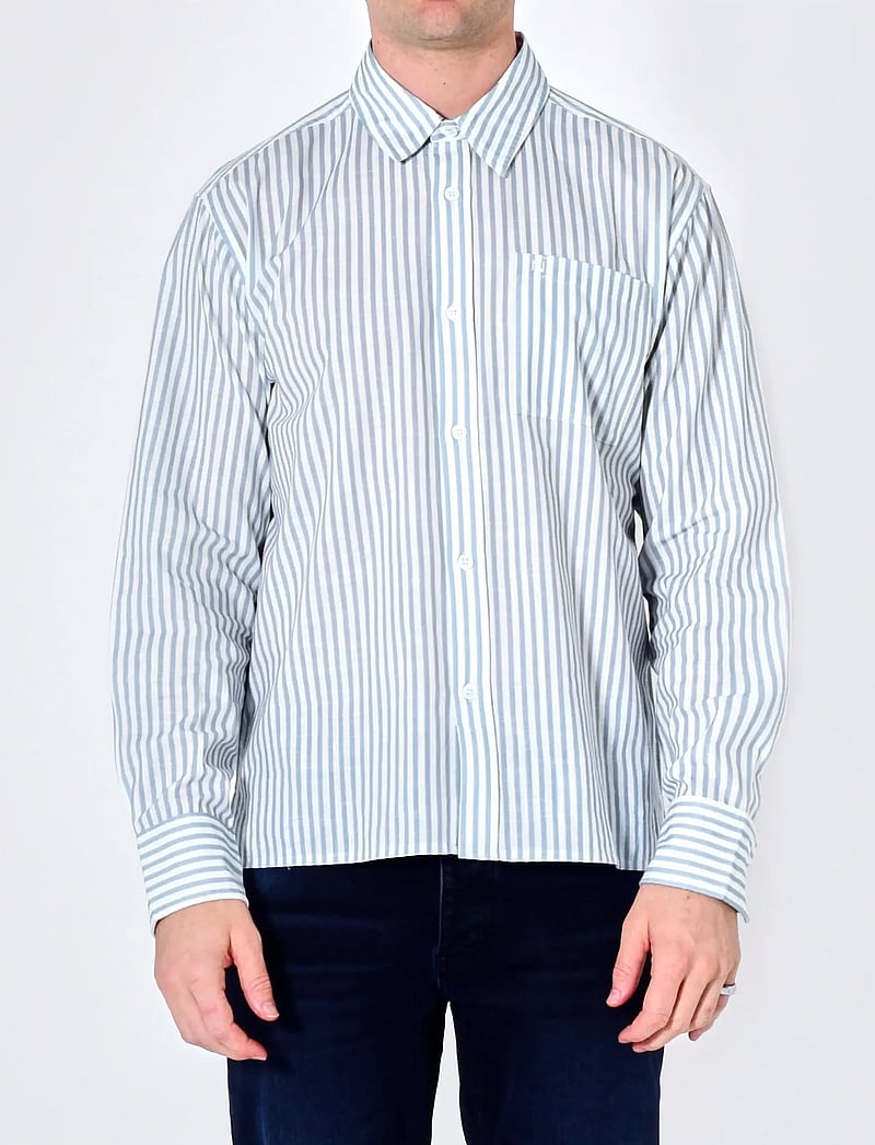 NEUW - BLURRED STRIPE LS SHIRT OXFORD BLUE - striped shirts - blue - 0