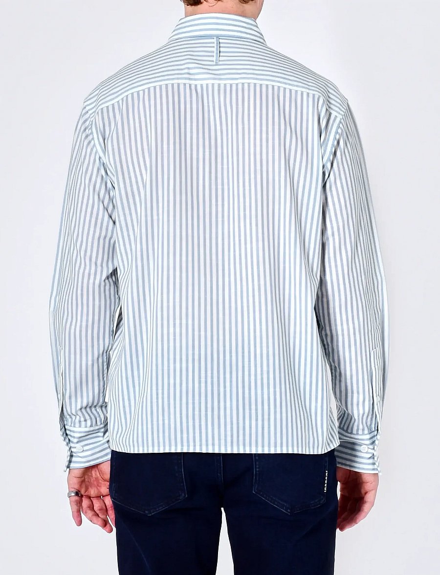 NEUW - BLURRED STRIPE LS SHIRT OXFORD BLUE - röndóttar skyrtur - blue - 4