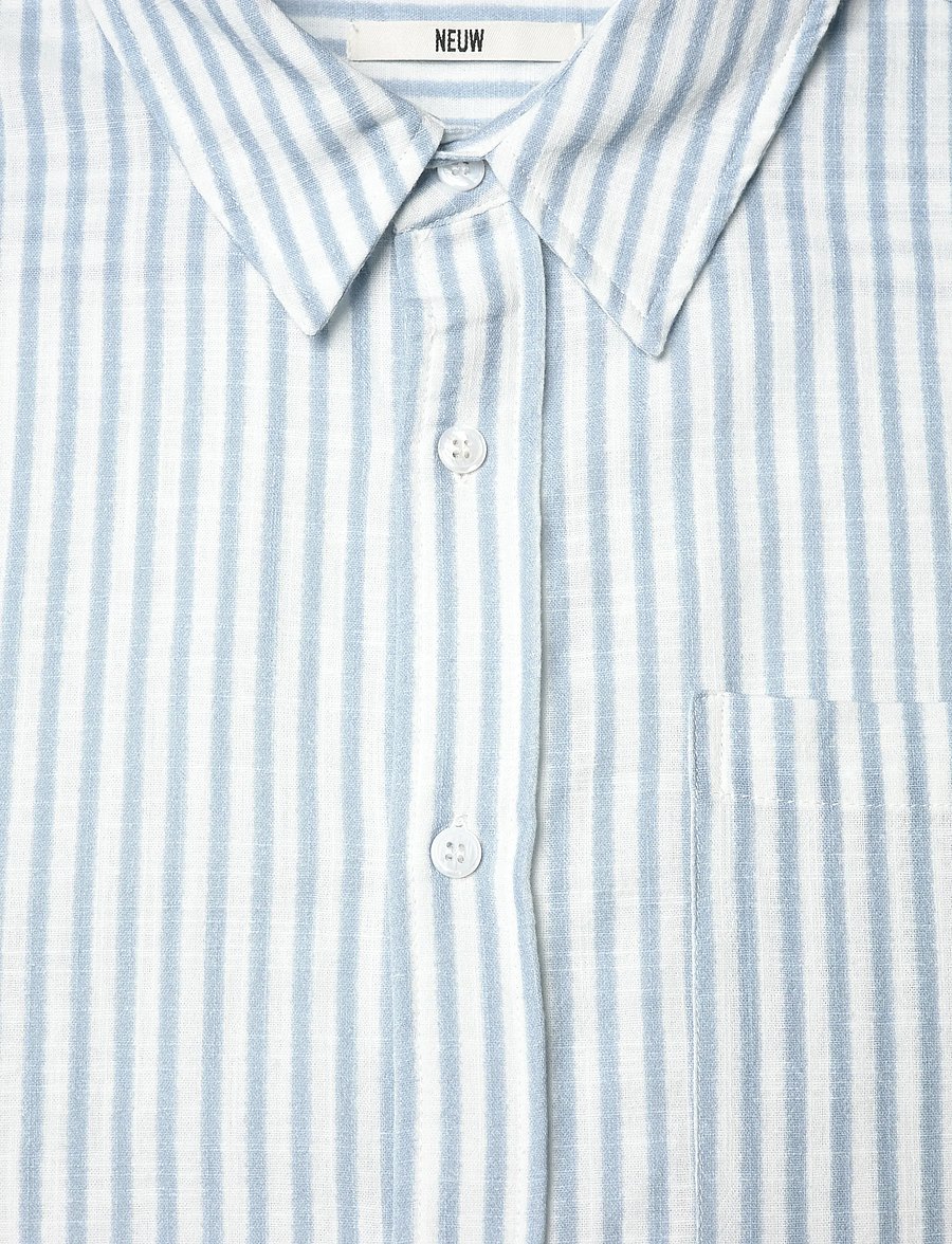 NEUW - BLURRED STRIPE LS SHIRT OXFORD BLUE - röndóttar skyrtur - blue - 5