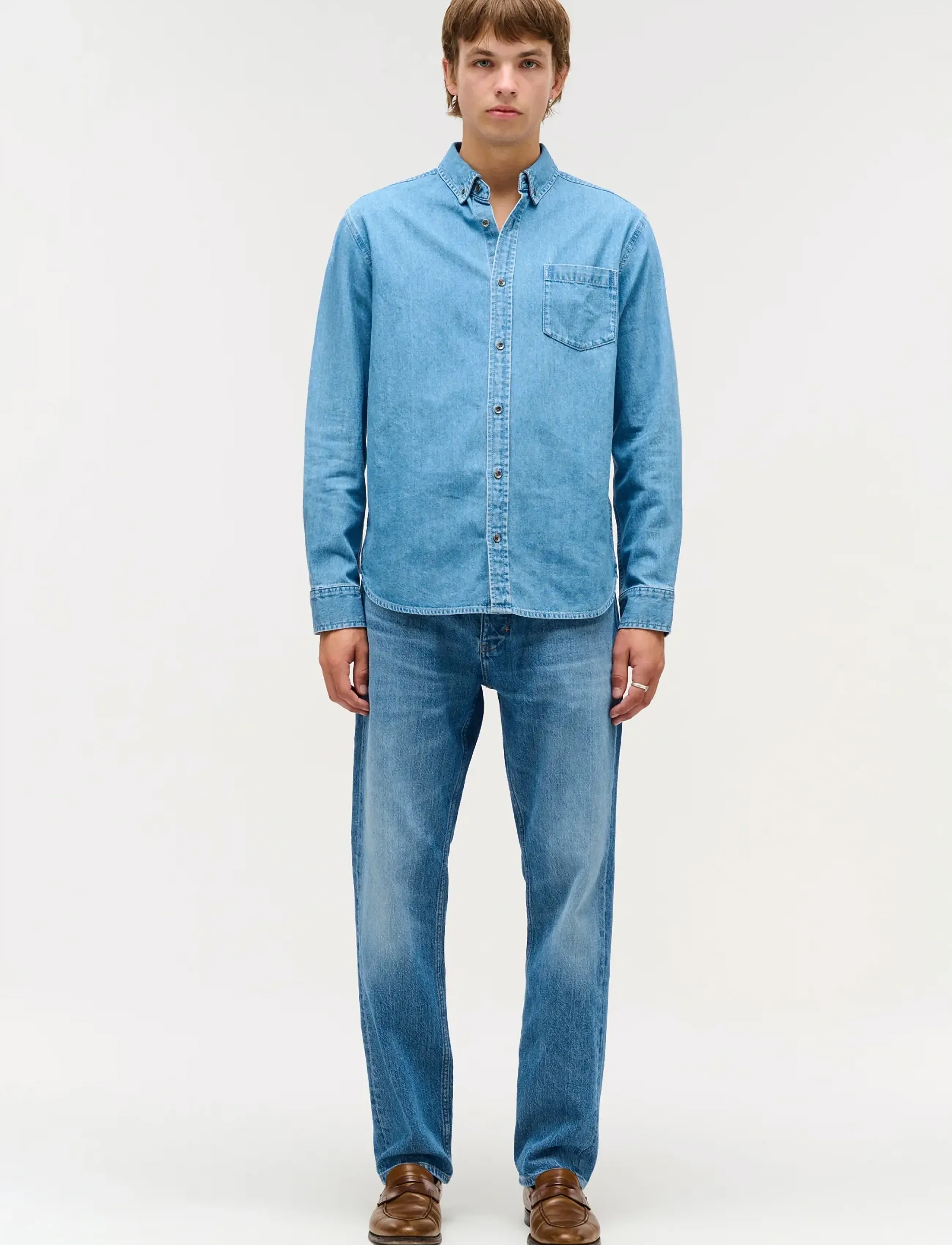 NEUW Regular Fit Denim Shirtmid Indigo, XL, Shirts, Blau - Männerswear