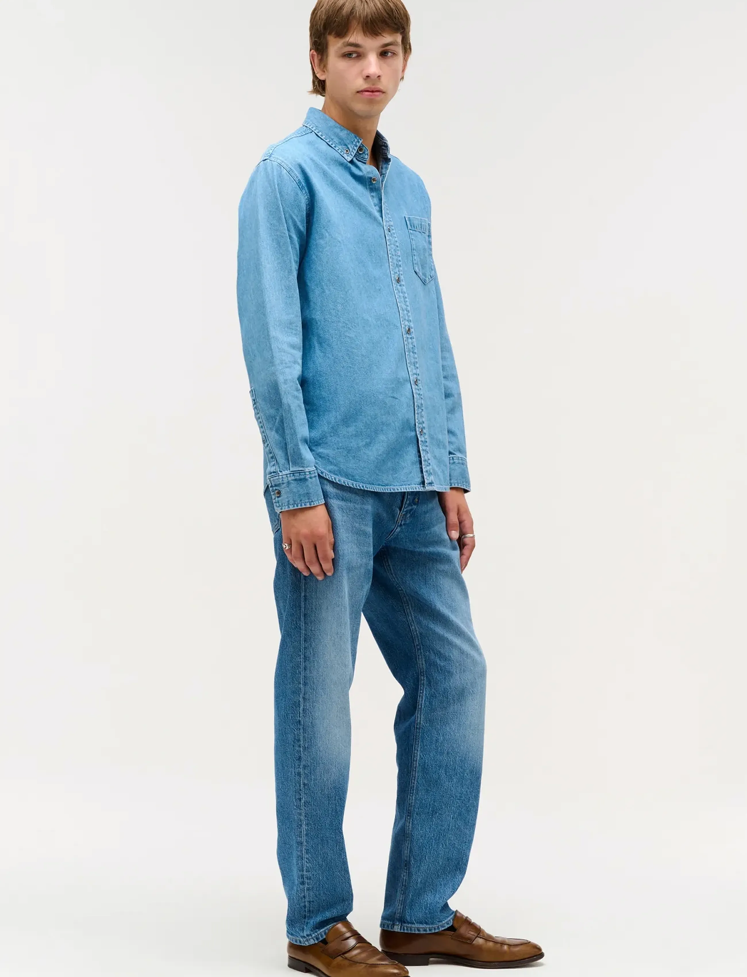 NEUW - REGULAR FIT DENIM SHIRTMID INDIGO - jeansskjortor - blue - 4
