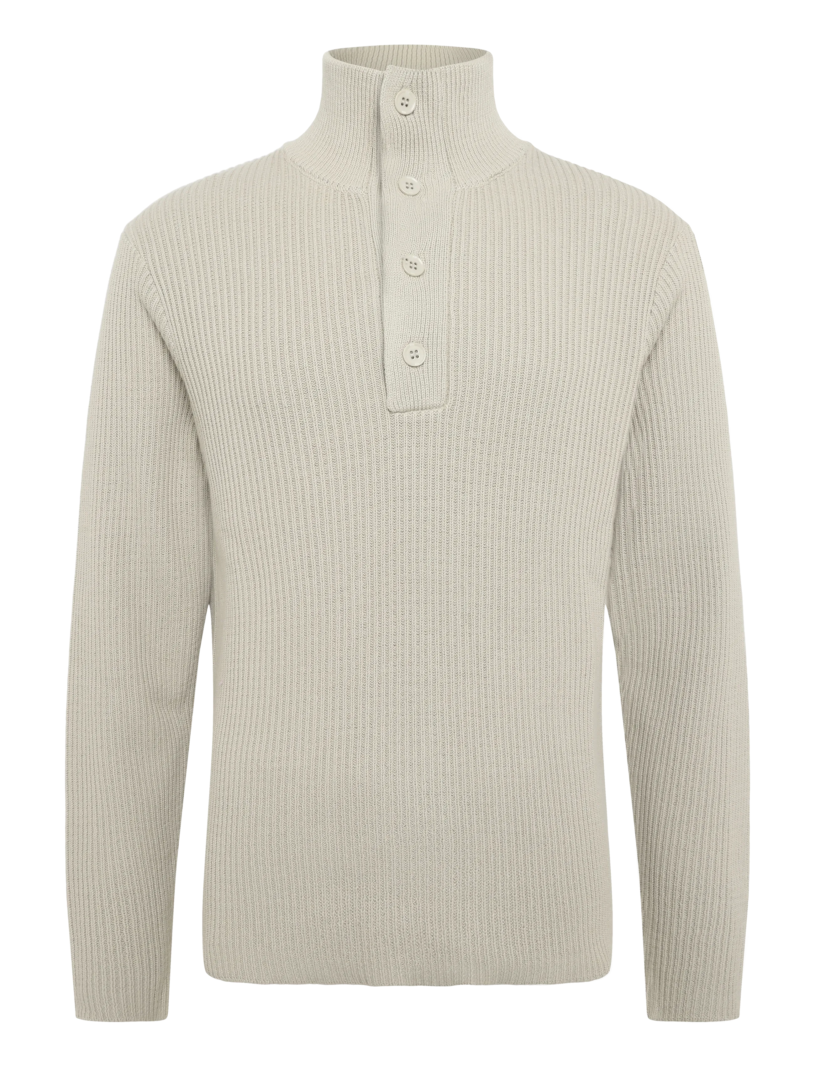 NEUW Maskin Henley Black, M, Knitwear, Beige - Long Sleeve Knitted Polos, Männerswear