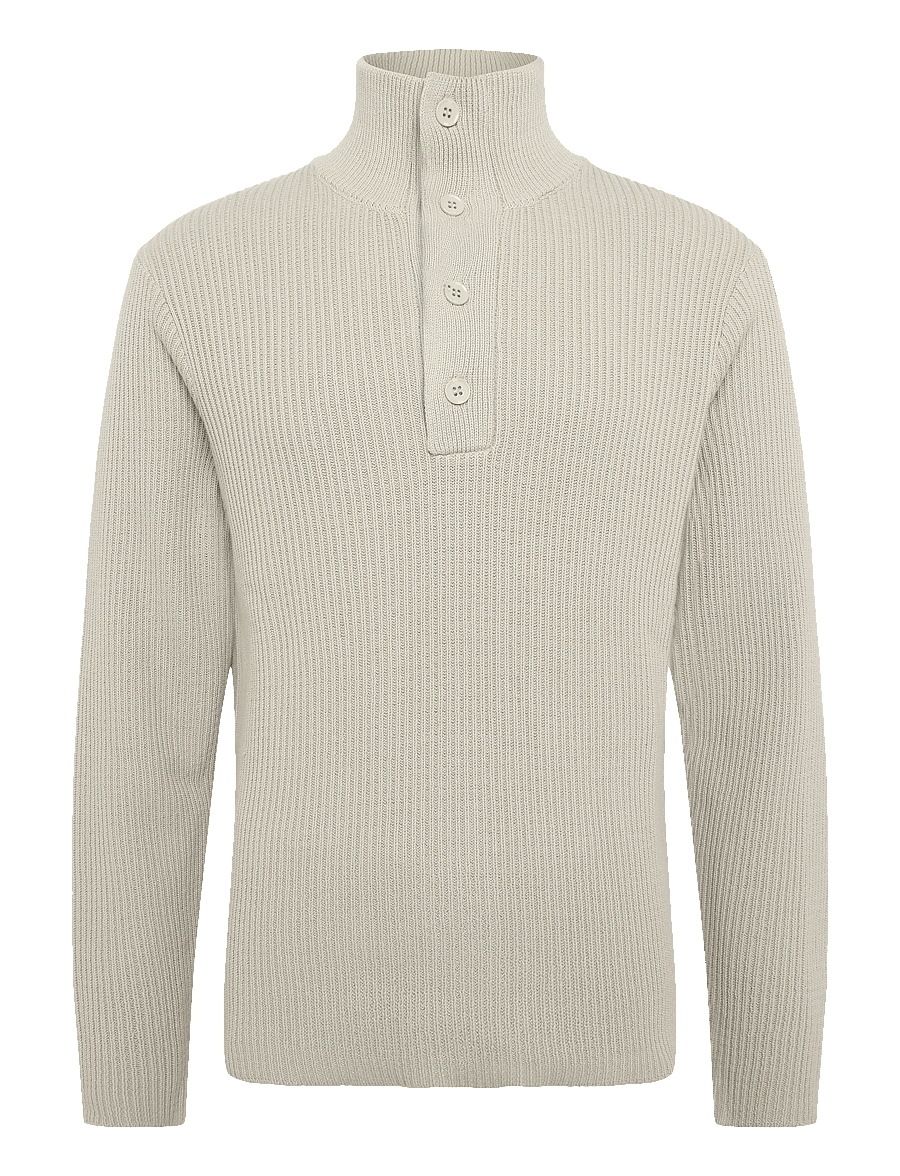 NEUW - MASKIN HENLEYFLAX - long-sleeved knitted polos - beige - 1