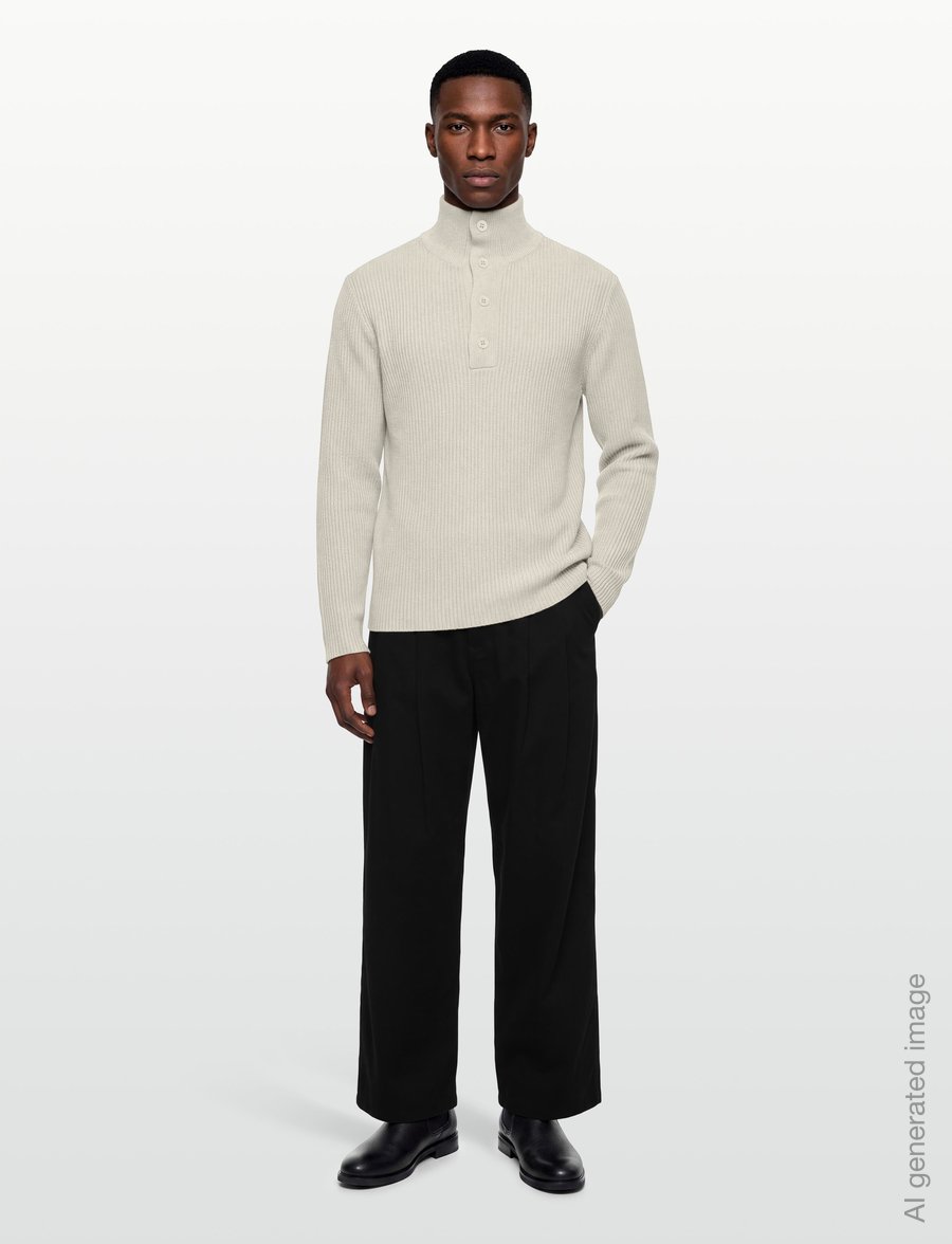NEUW - MASKIN HENLEYFLAX - long-sleeved knitted polos - beige - 0