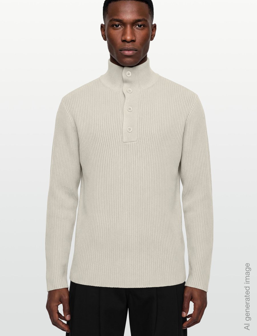 NEUW - MASKIN HENLEYFLAX - long-sleeved knitted polos - beige - 3