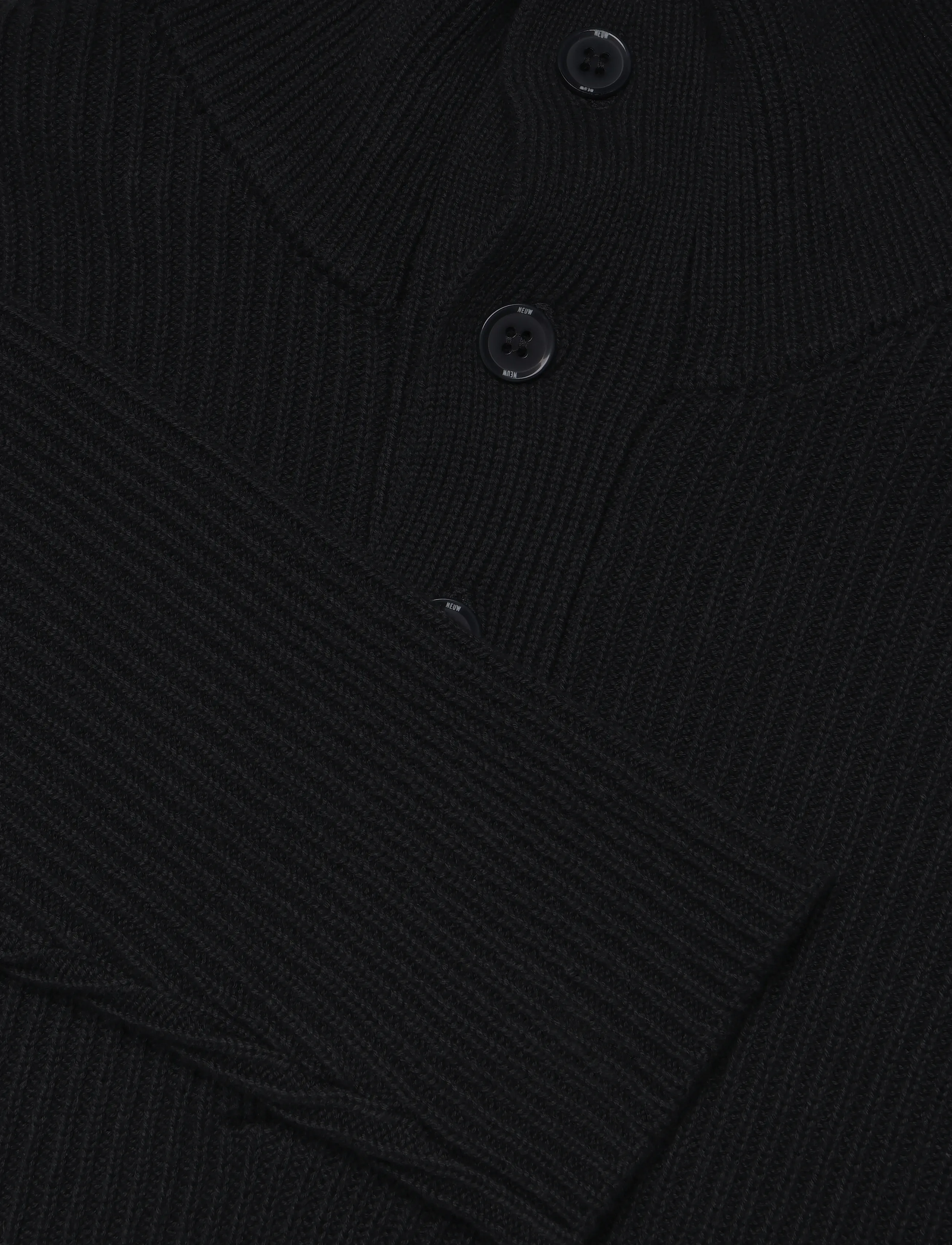 NEUW - MASKIN HENLEY BLACK - pikkade varrukatega kootud polod - black - 2