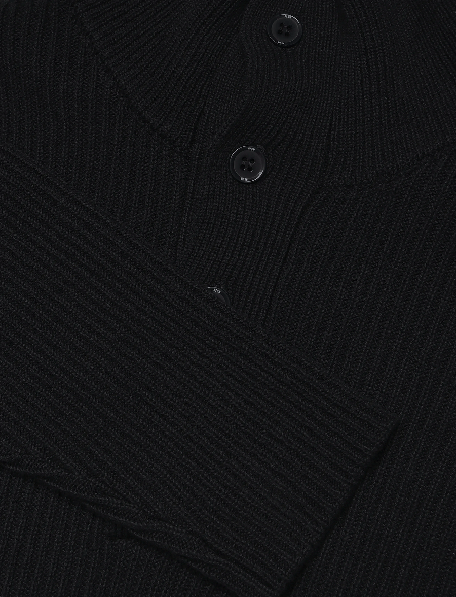 NEUW - MASKIN HENLEY BLACK - pikkade varrukatega kootud polod - black - 2