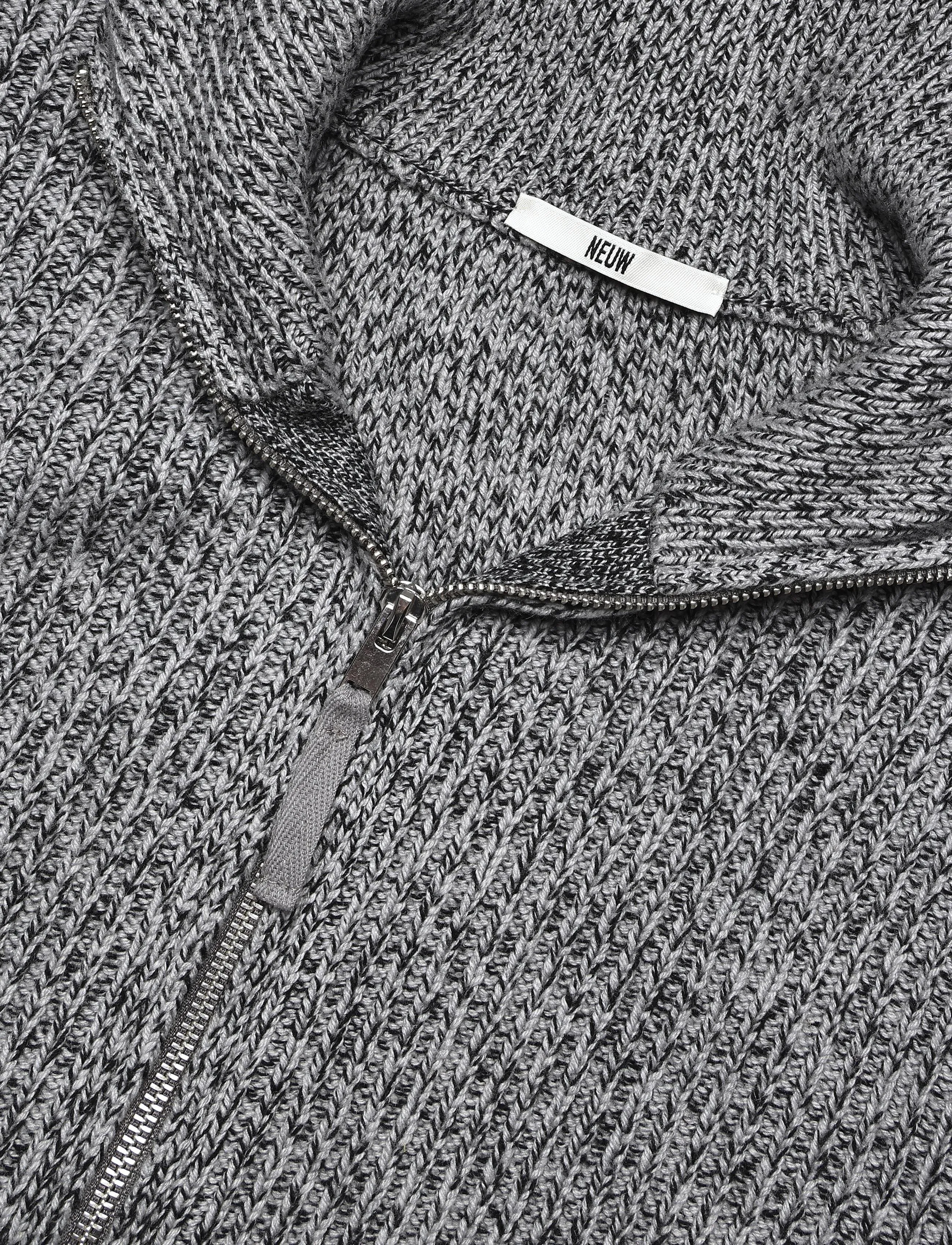 NEUW - CHAIN KNIT ZIP THRUNAVY MARLE - lukuga džemprid - blue - 2