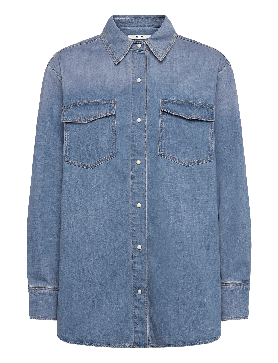 NEUW - BOWERY DENIM SHIRT VISIONMID VINTAGE INDIGO - teksasärgid - blue - 1