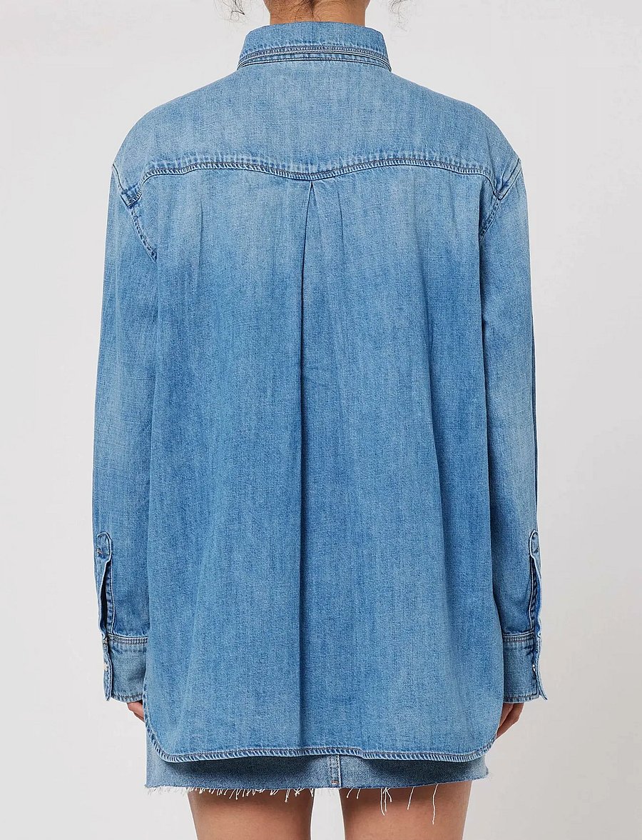 NEUW - BOWERY DENIM SHIRT VISIONMID VINTAGE INDIGO - teksasärgid - blue - 4