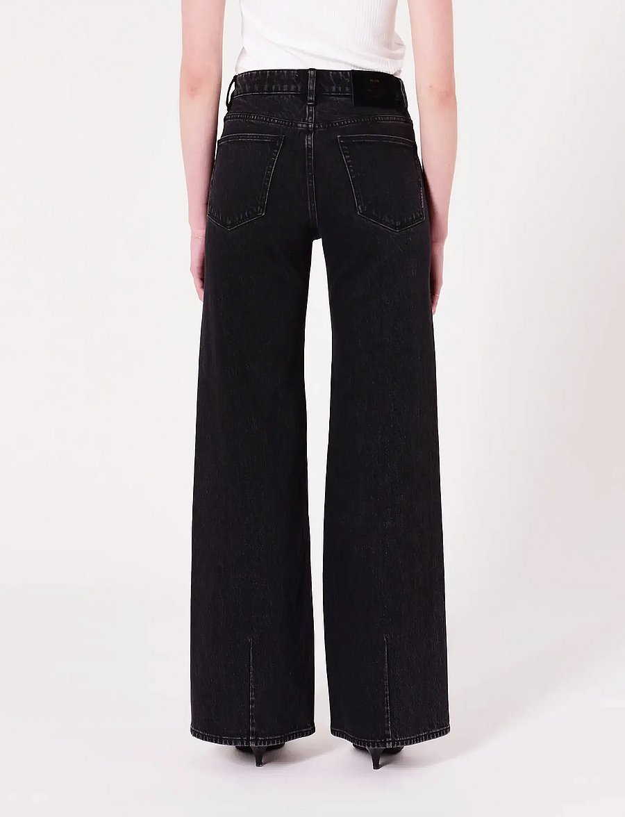 NEUW - EVA WIDE FRENCH BLACK WASHED BLACK - leveälahkeiset farkut - black - 4